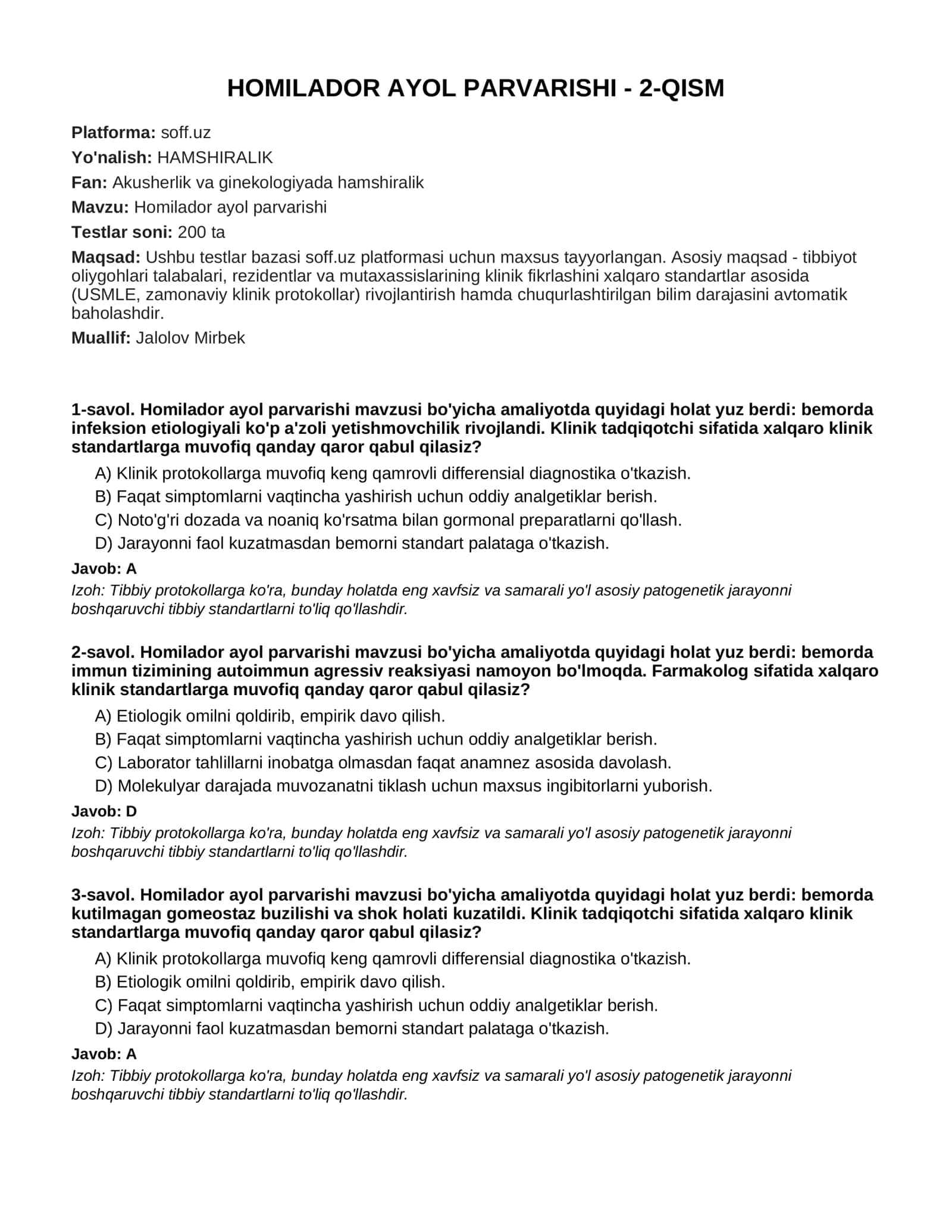 HOMILADOR AYOL PARVARISHI - 2-QISM