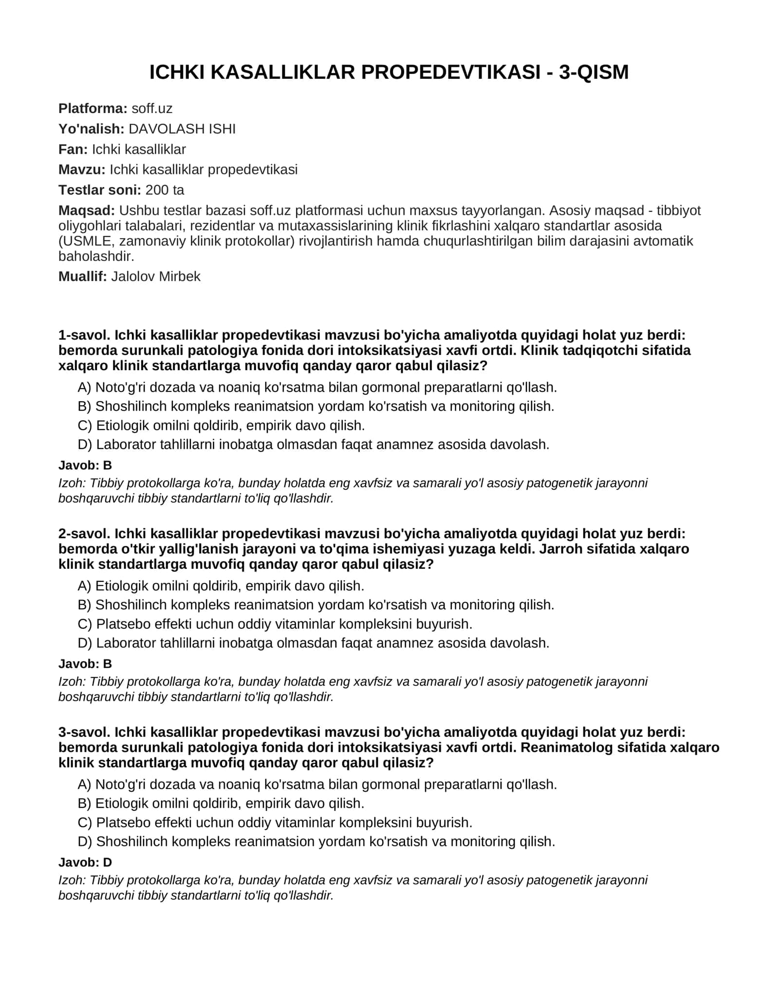 ICHKI KASALLIKLAR PROPEDEVTIKASI - 3-QISM