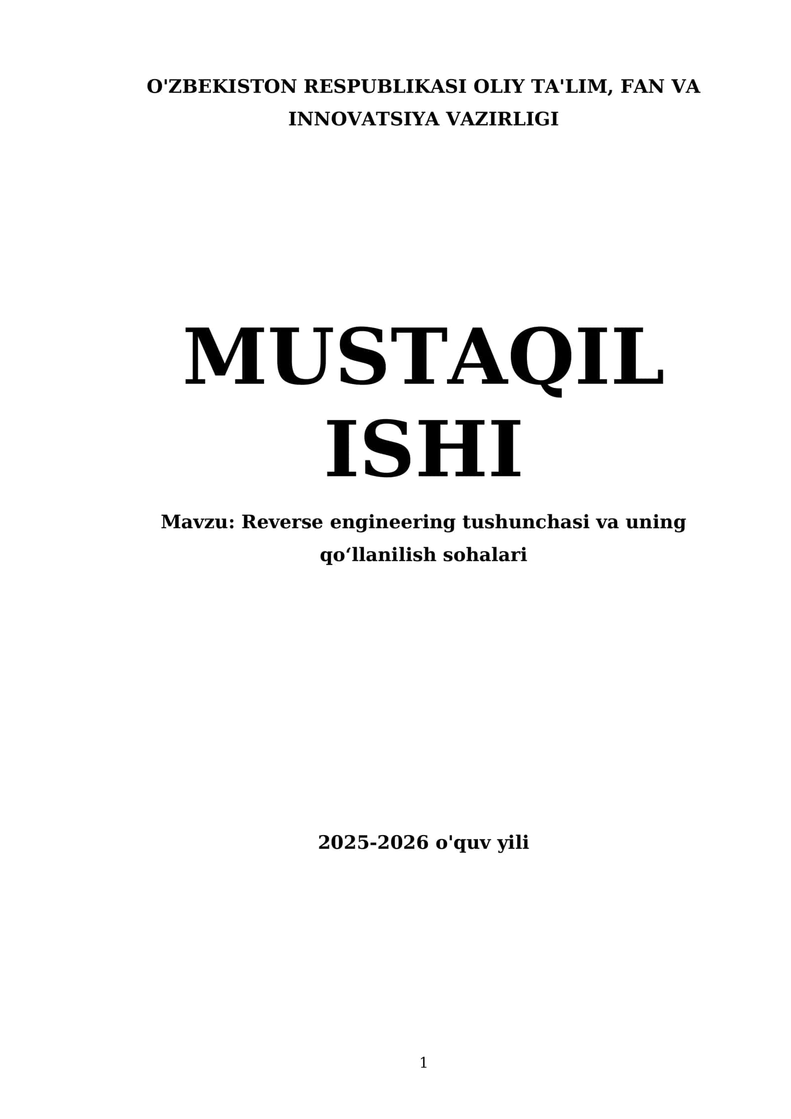 Reverse engineering tushunchasi va uning qo‘llanilish sohalari