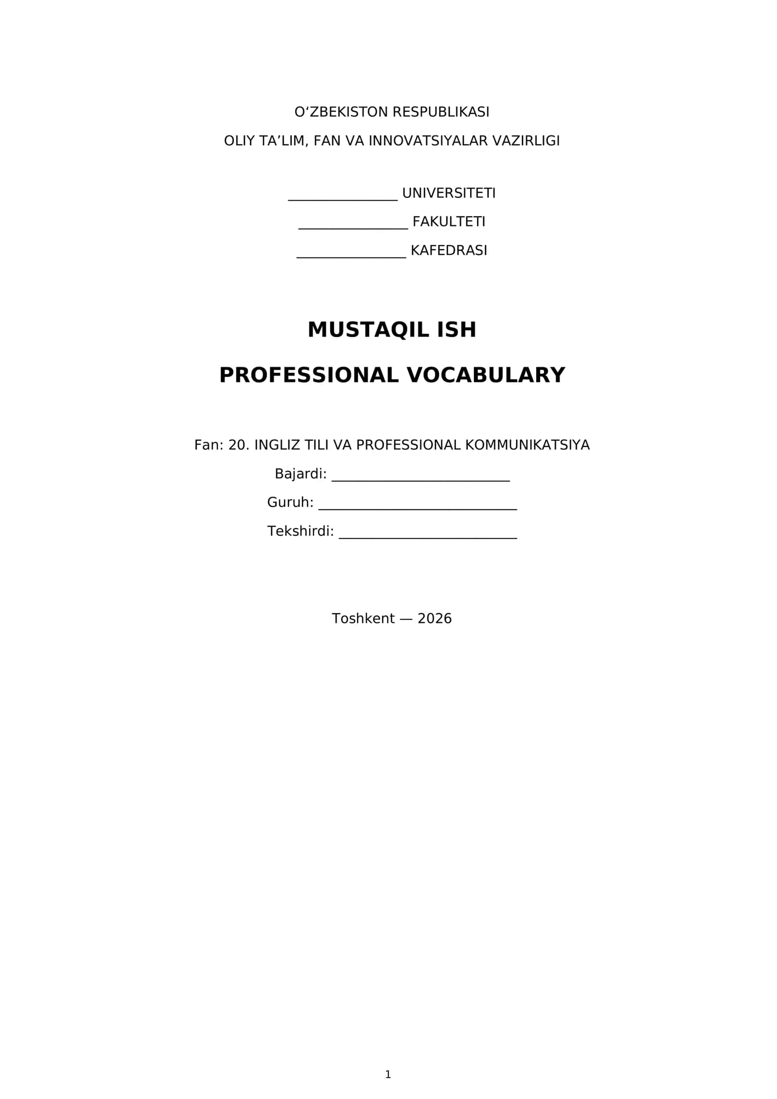 Professional vocabulary