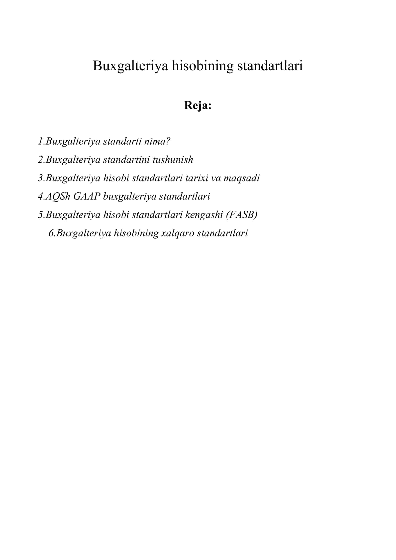 Buxgalteriya hisobining standartlari