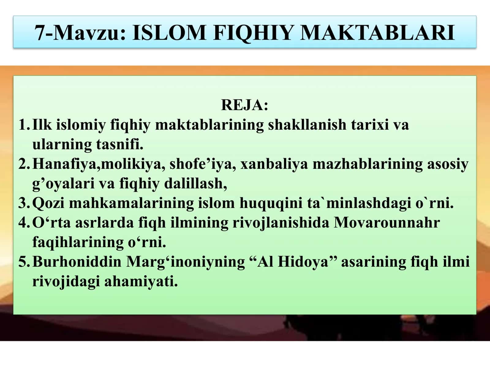 ISLOM FIQHIY MAKTABLARI