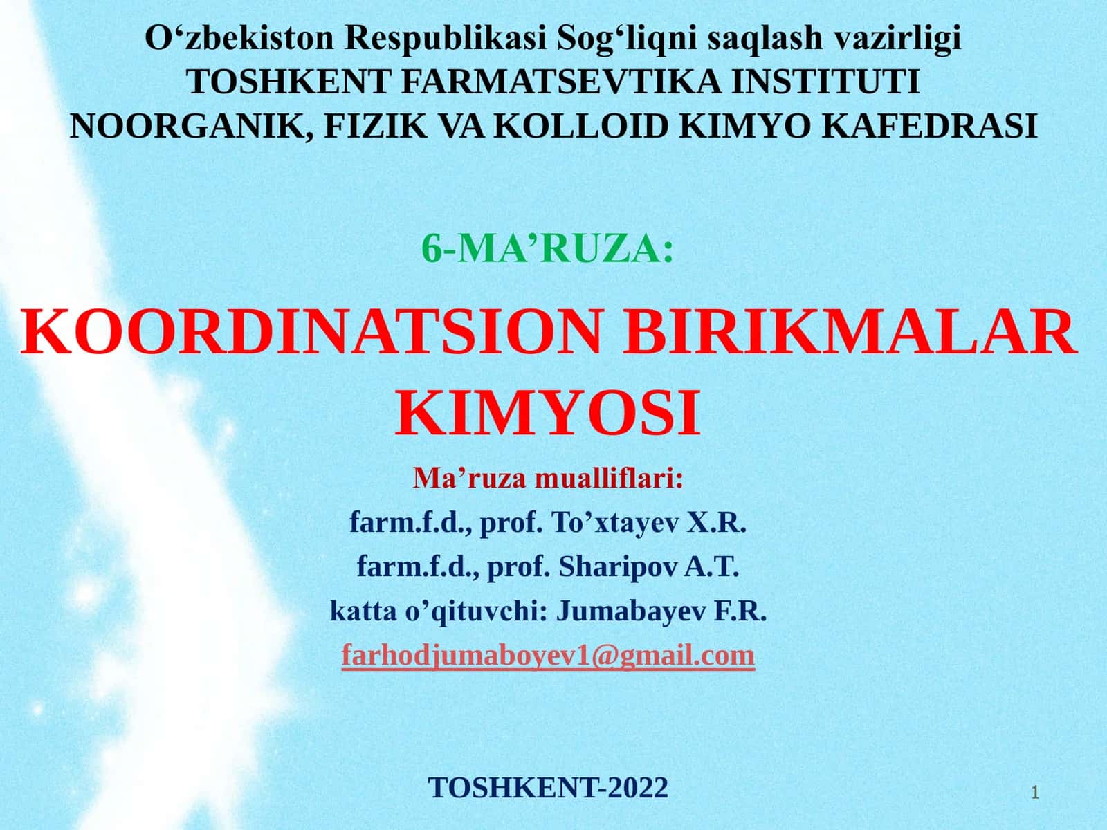 KOORDINATSION BIRIKMALAR KIMYOSI