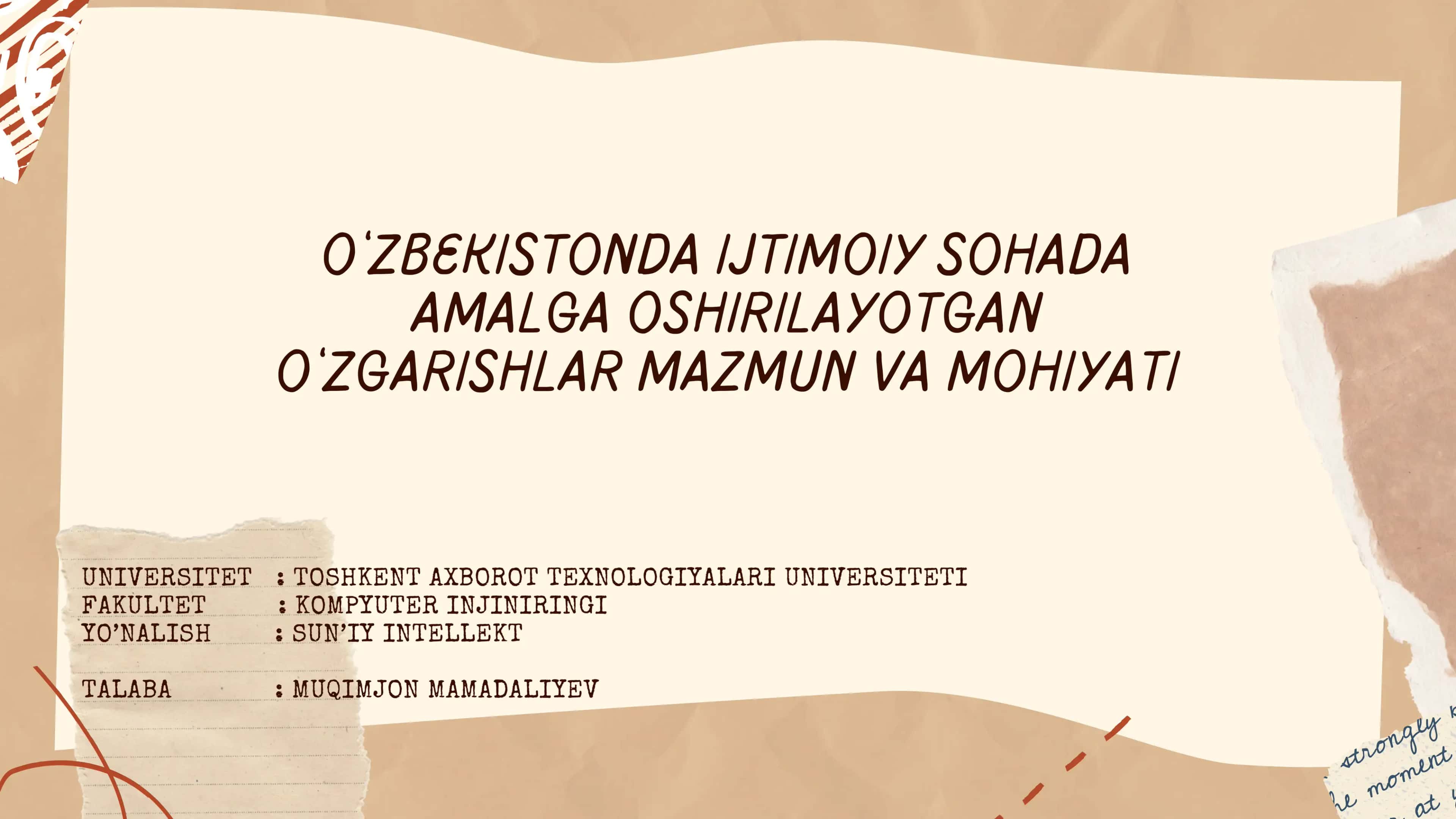 O'zbekiston tarixi fanidan taqdimot