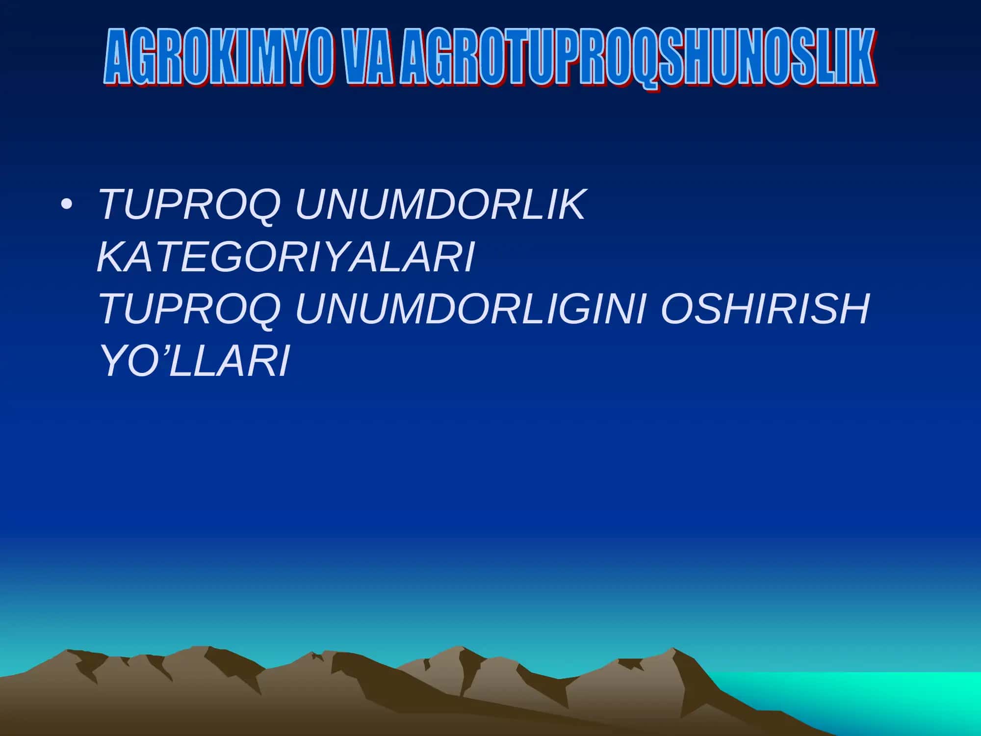 TUPROQ UNUMDORLIK