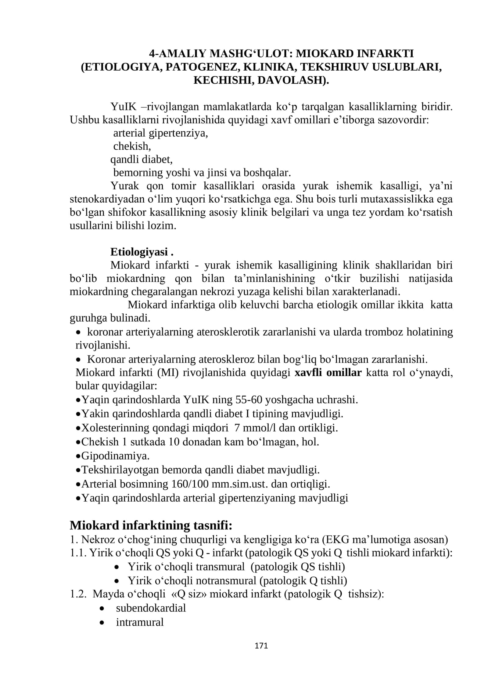 4-AMALIY MASHG‘ULOT: MIOKARD INFARKTI