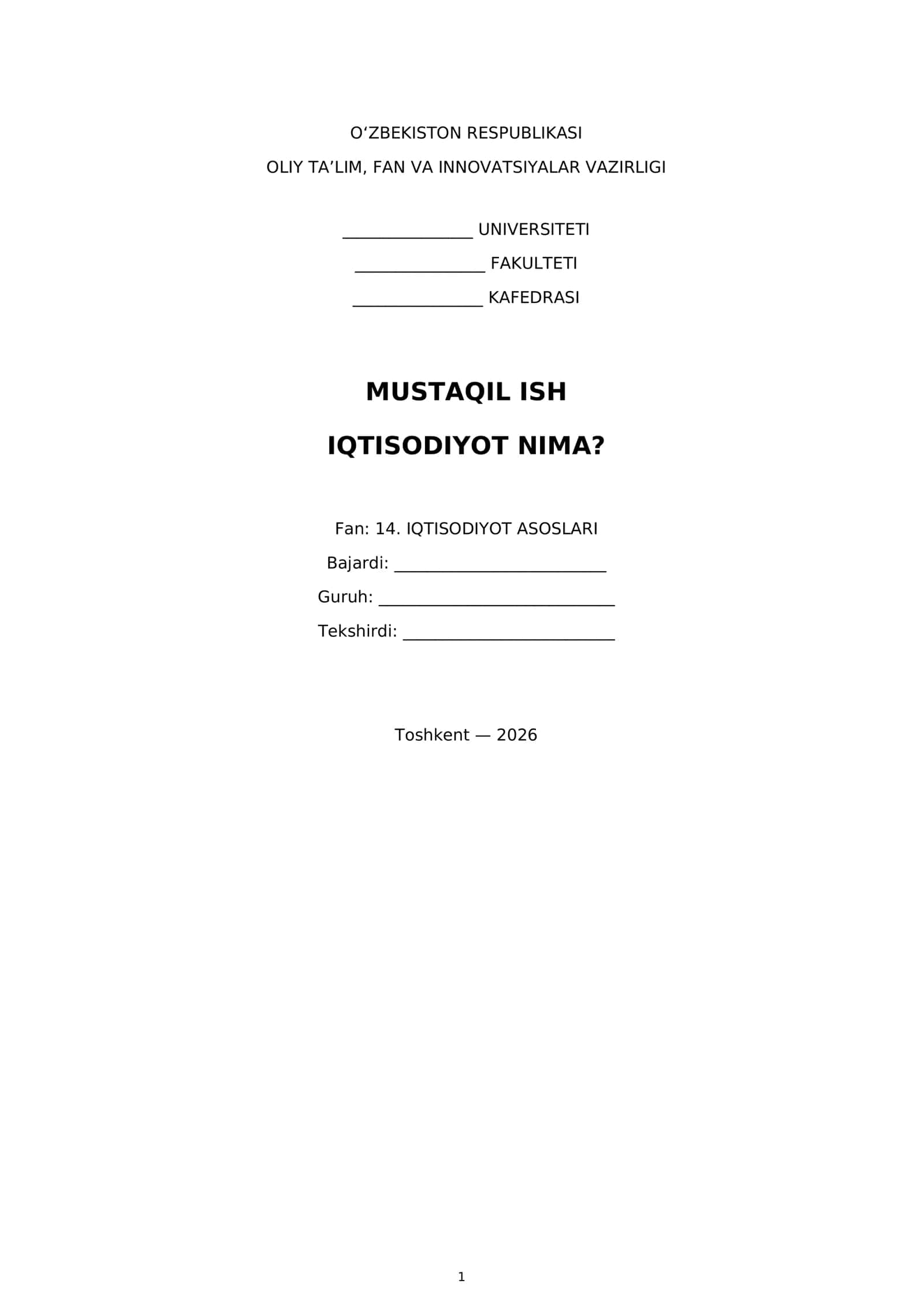 IQTISODIYOT NIMA?
