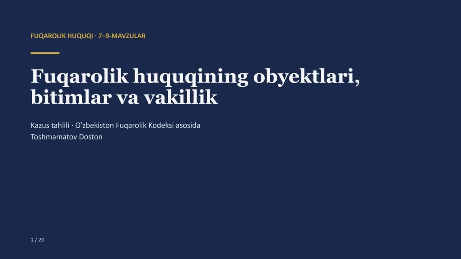 Fuqarolik huquqining obyektlari