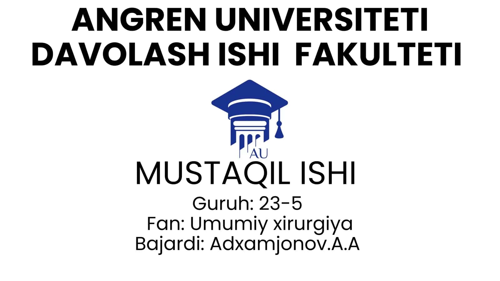 MUSTAQIL ISHI: Yumshoq to‘qimalar xirurgik infeksiyasi