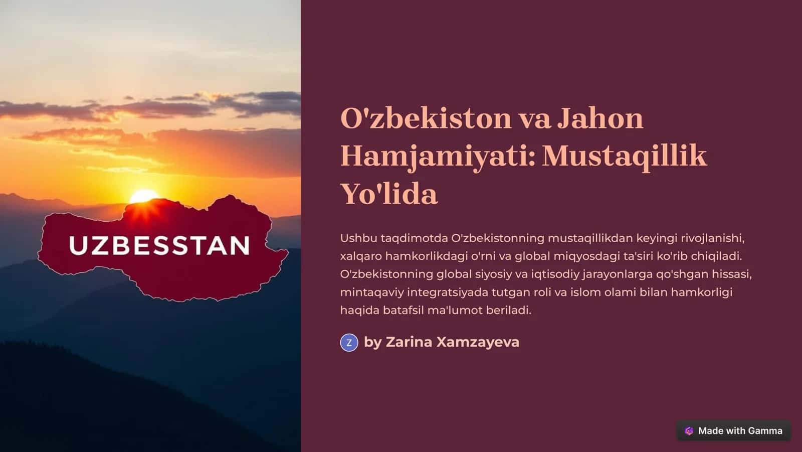 O'zbekiston va Jahon Hamjamiyati: Mustaqillik Yo'lida