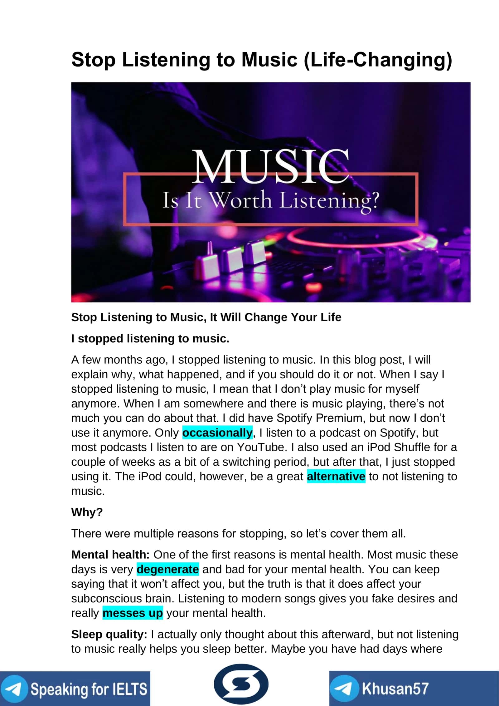 Stop Listening to Music (Life-Changing)