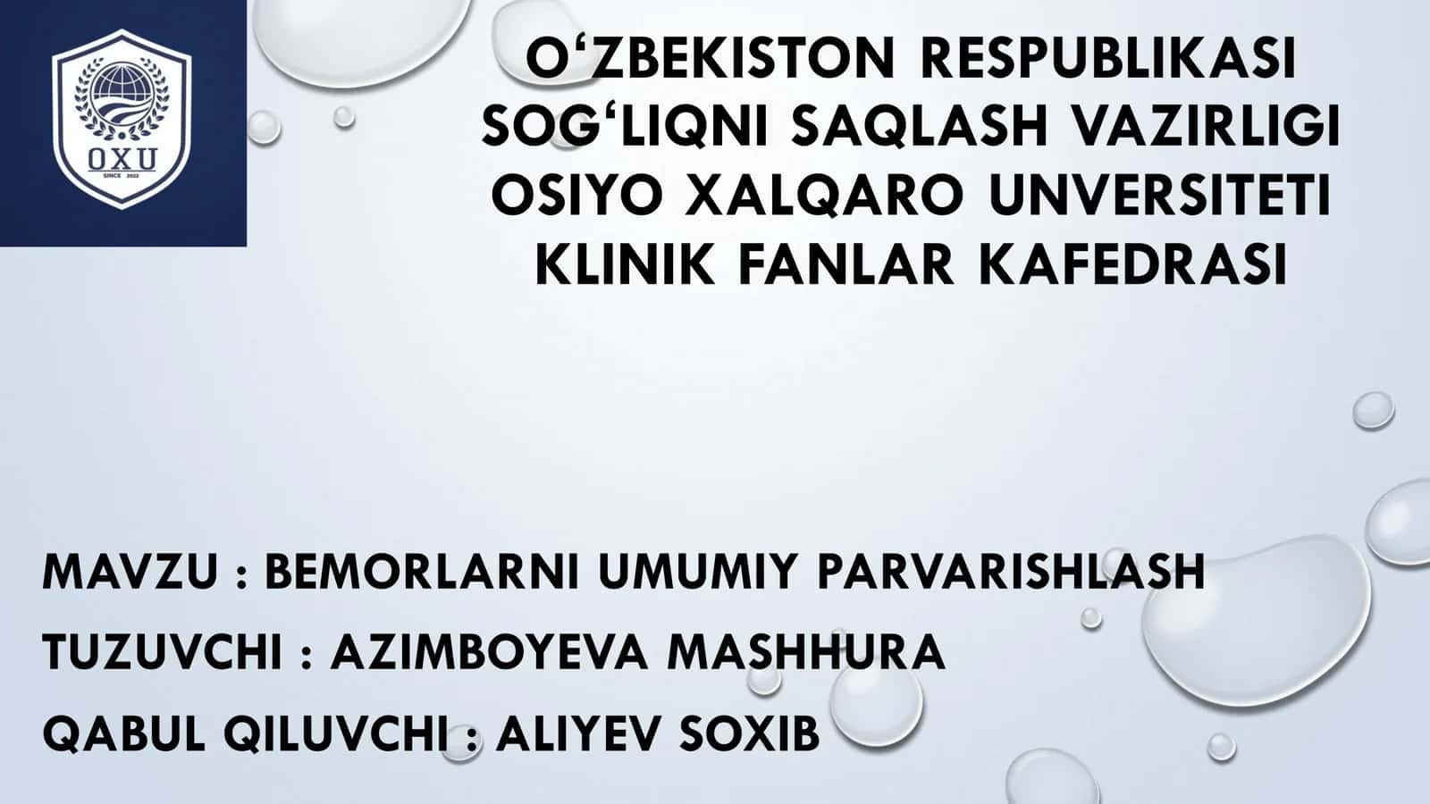 BEMORLARNI UMUMIY PARVARISHLASH Taqdimot (37)