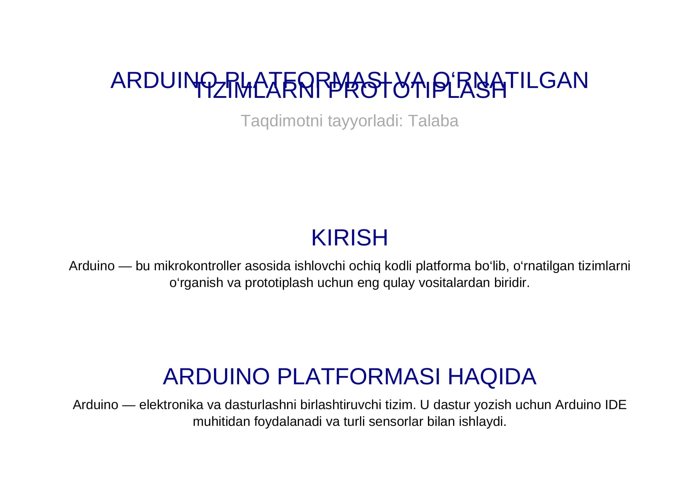 ARDUINO PLATFORMASI