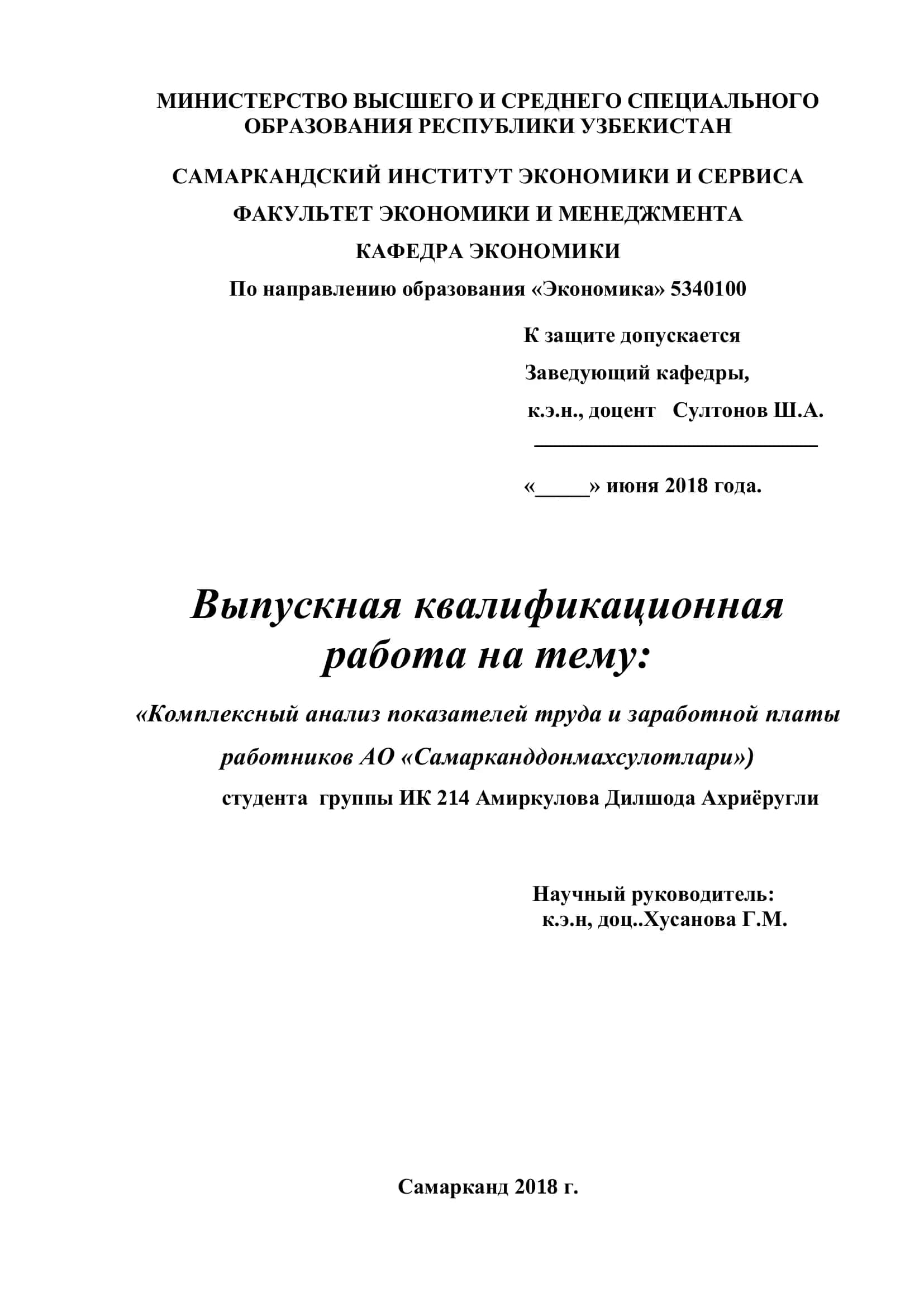 Выпускная квалификационная работа на тему