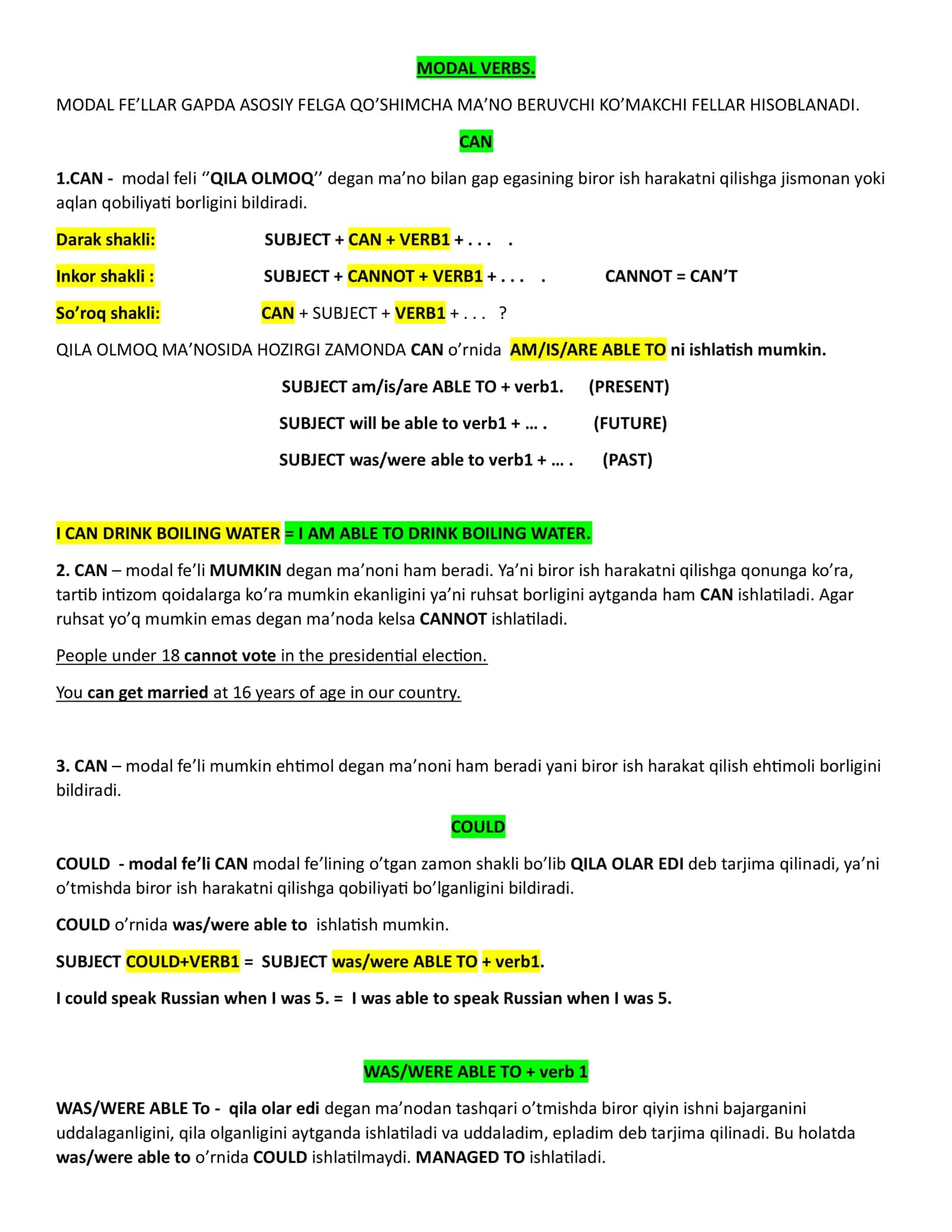 MODAL VERBS