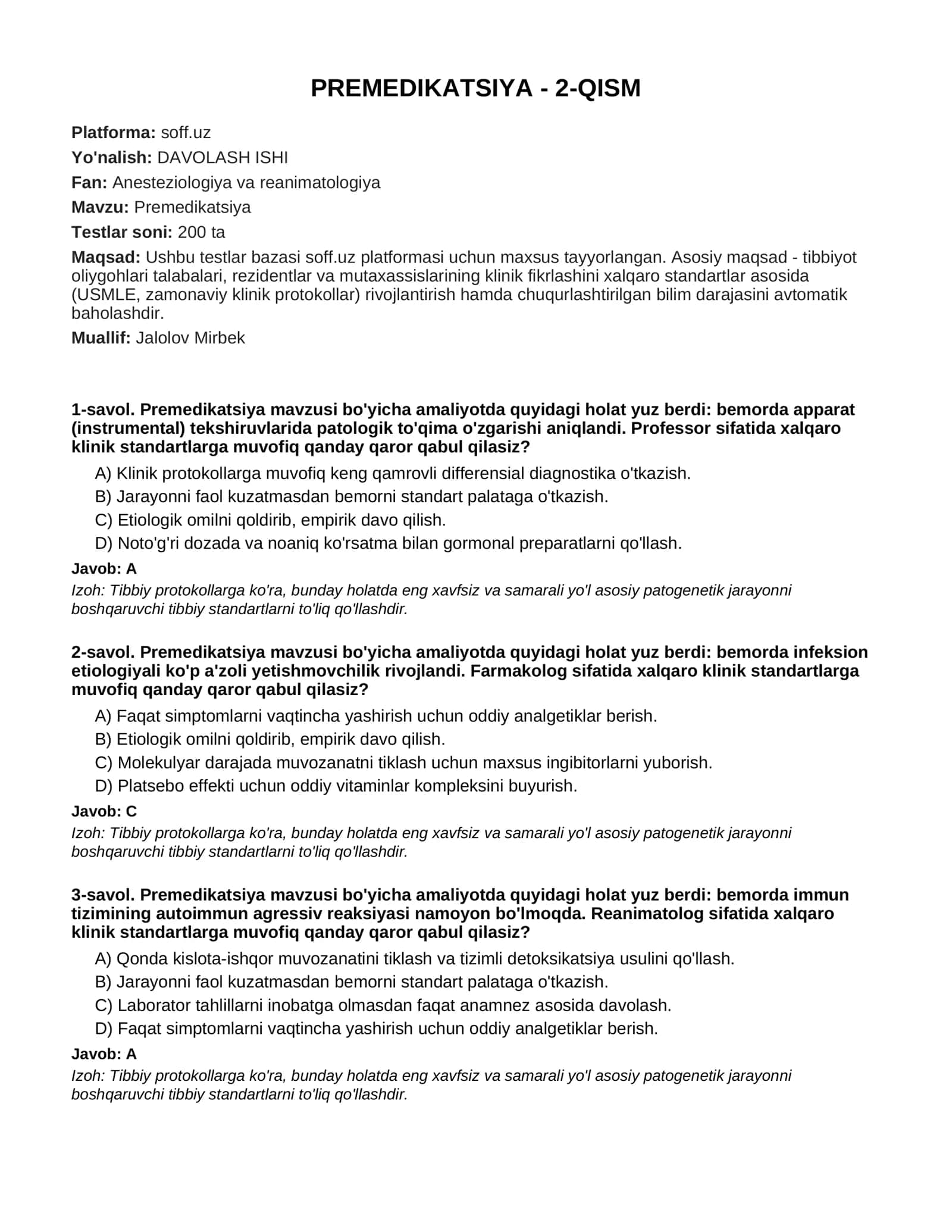 PREMEDIKATSIYA - 2-QISM