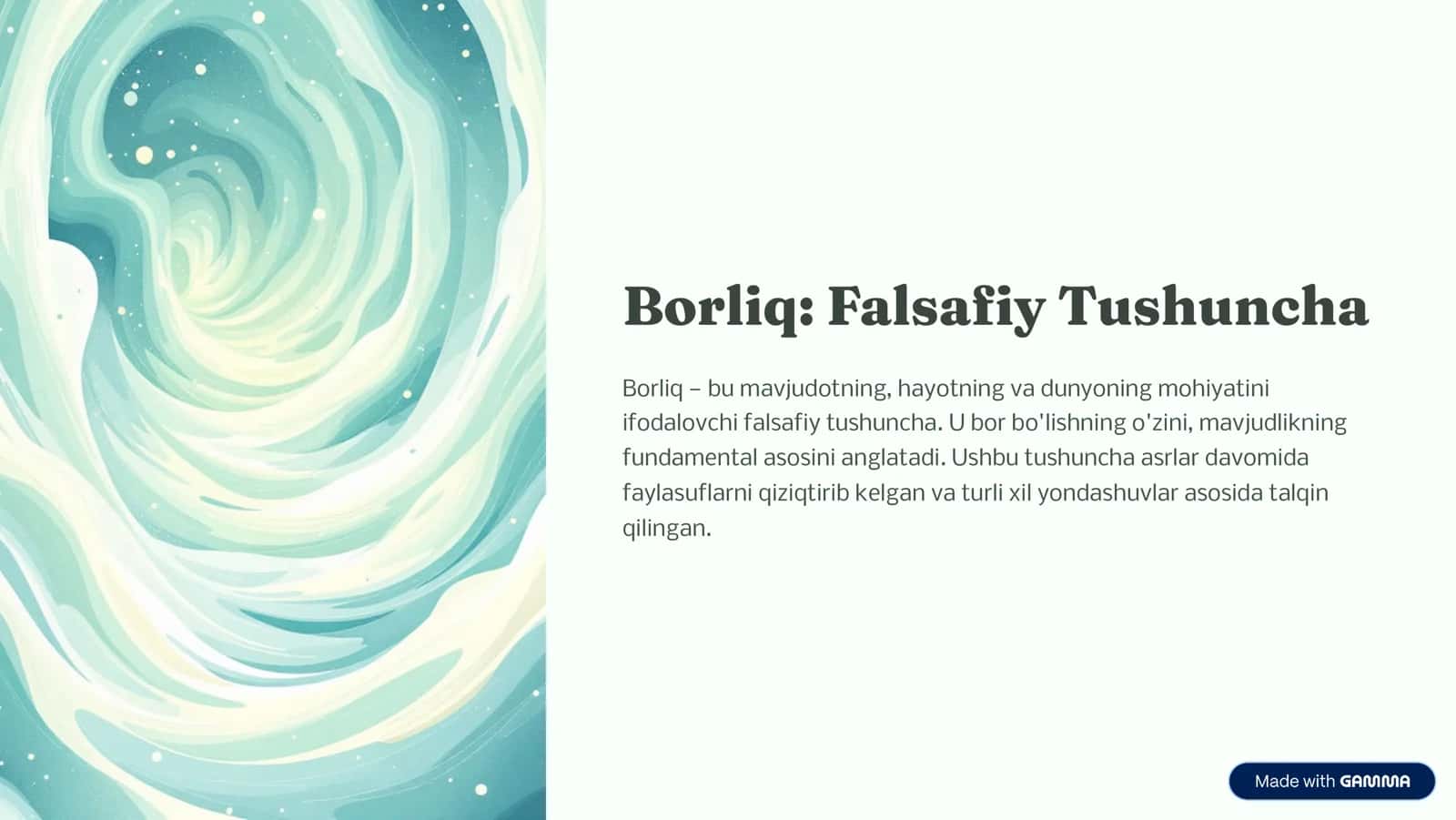 Borliq: Fal4afiy Tu4&u.c&a