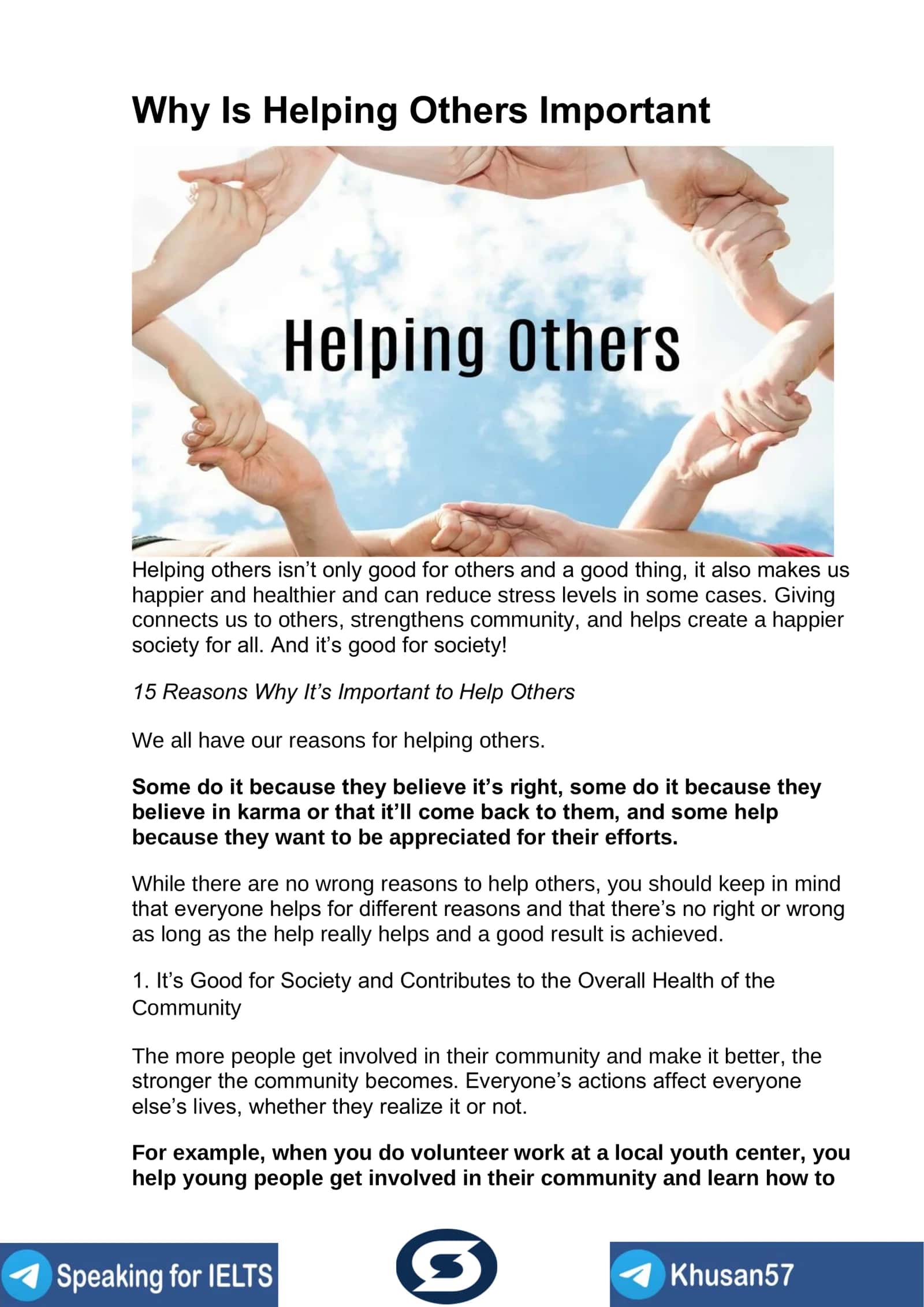 15 Reasons Why It's Important to Help Others