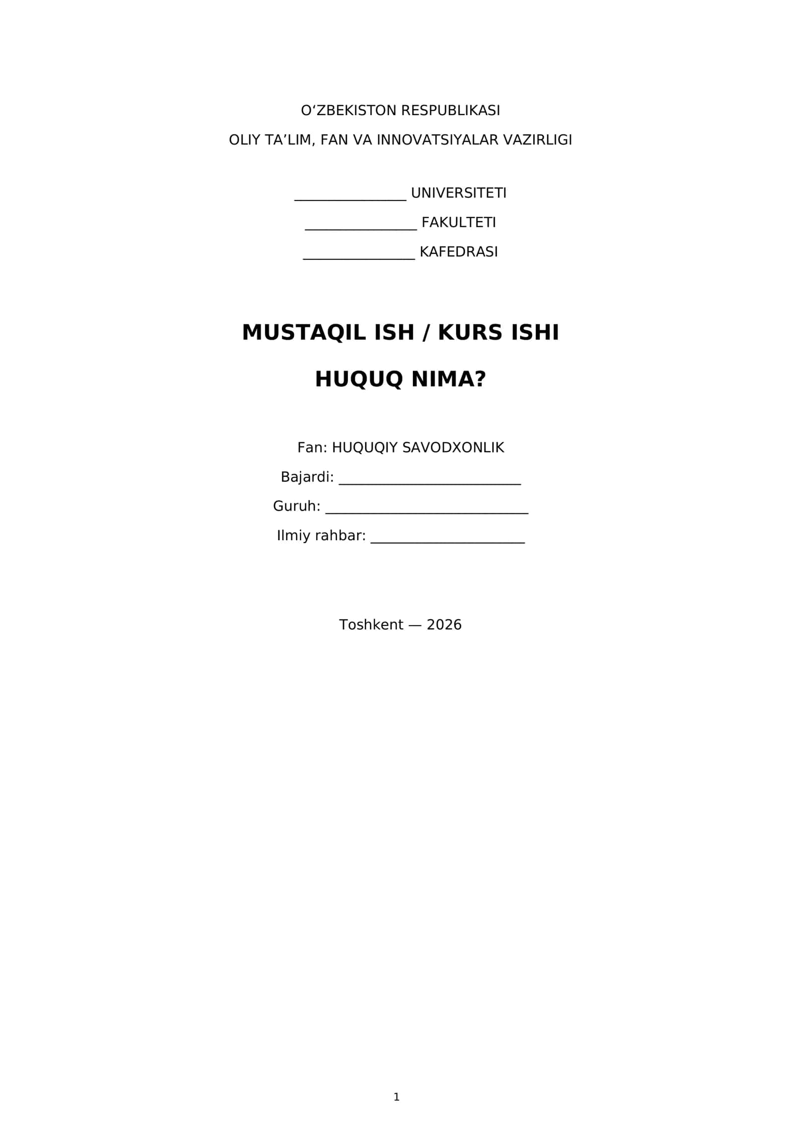 MUSTAQIL ISH / KURS ISHI