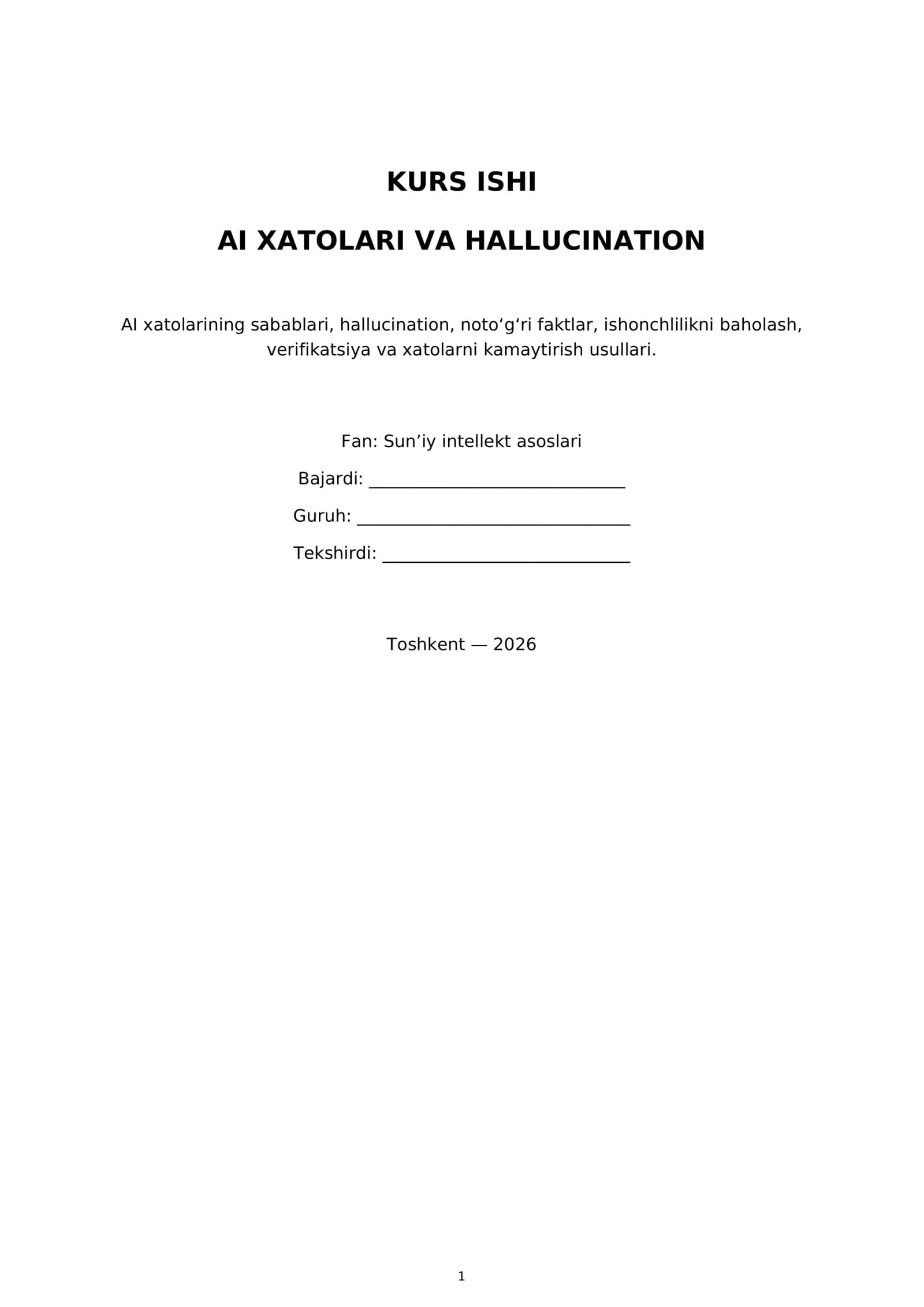 AI XATOLARI VA HALLUCINATION