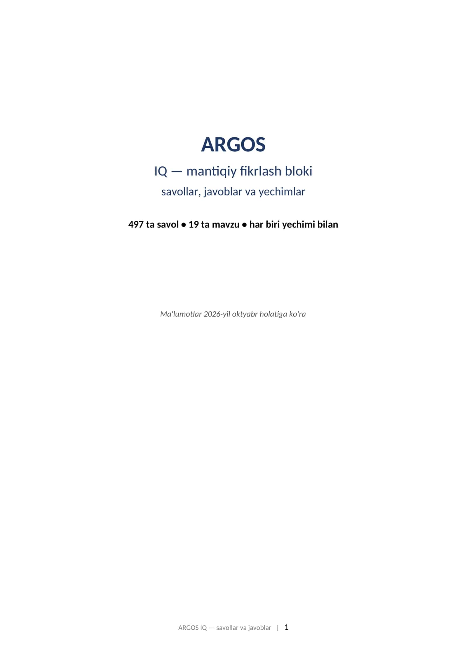 ARGOS IQ — mantiqiy fikrlash bloki javoblari (2026y 497 ta)