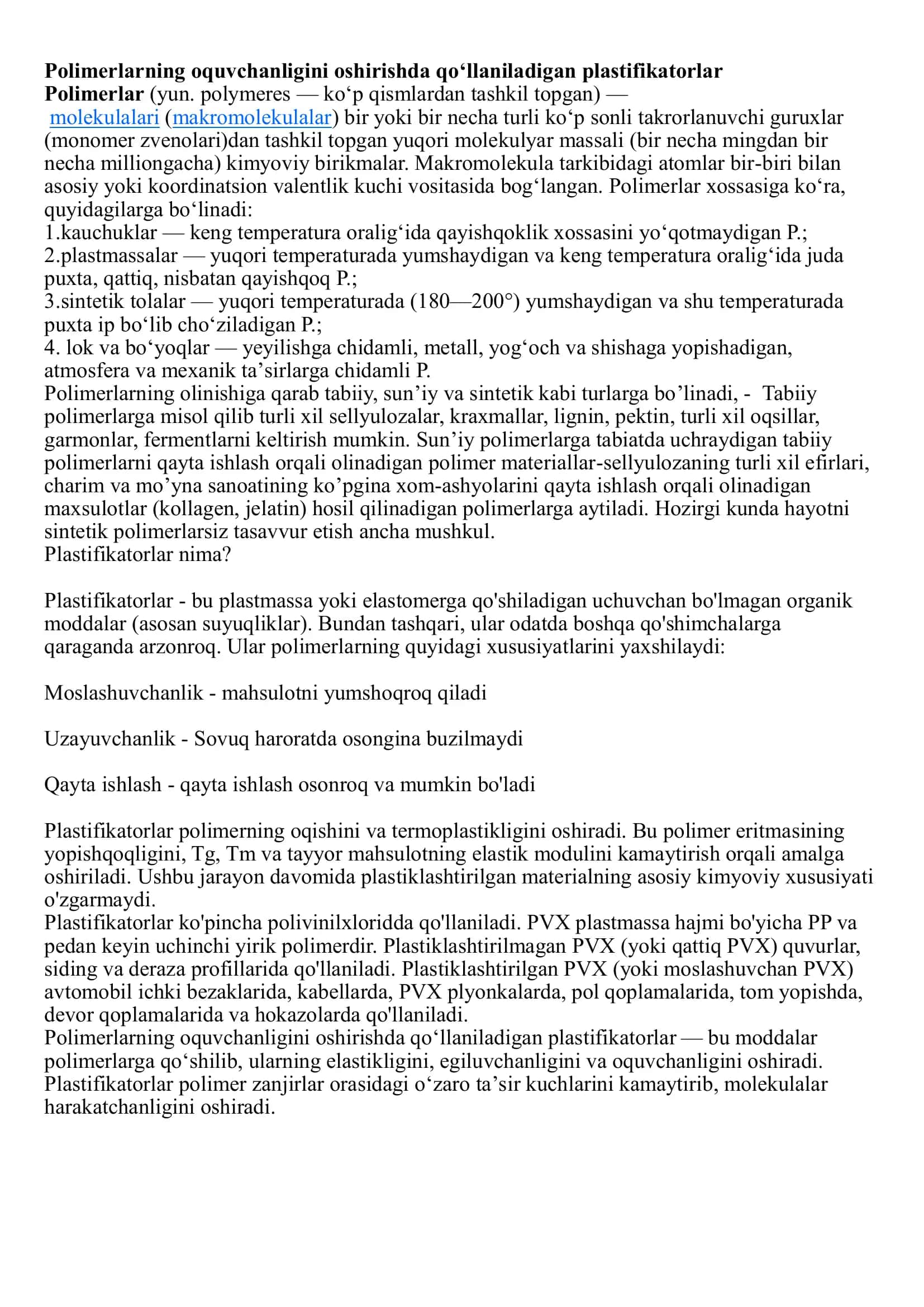 polimerlar