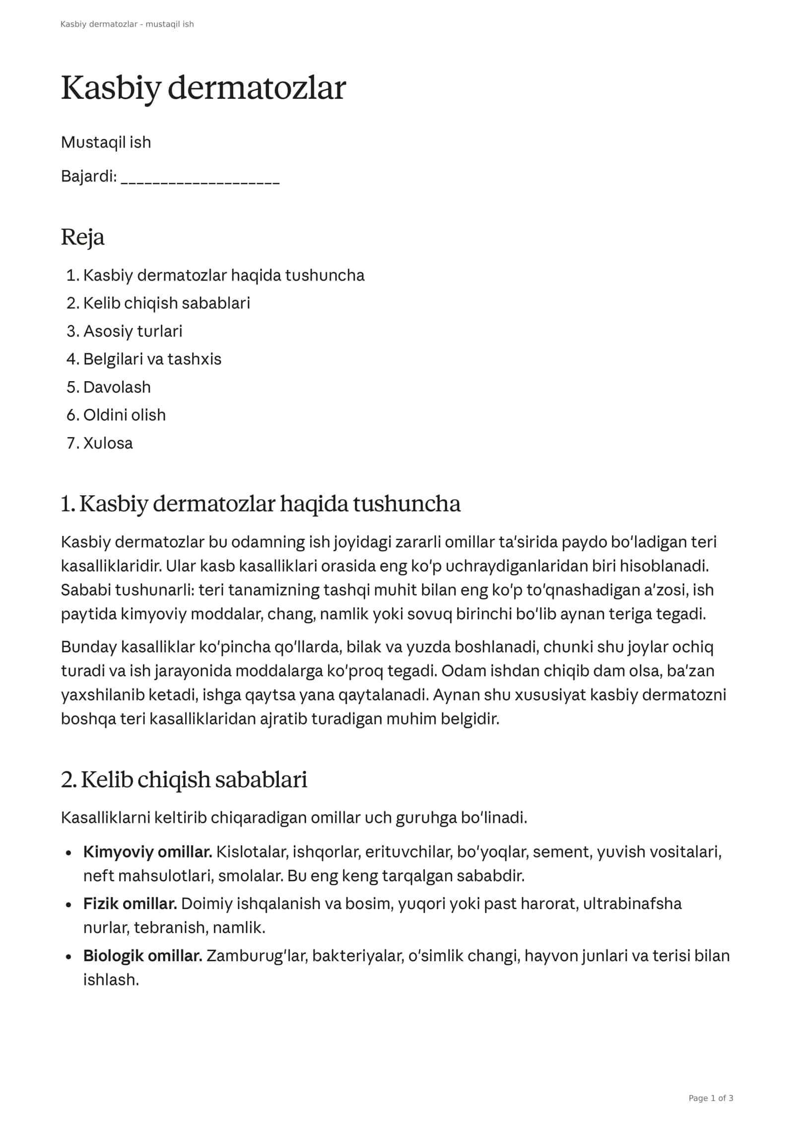 Kasbiy dermatozlar