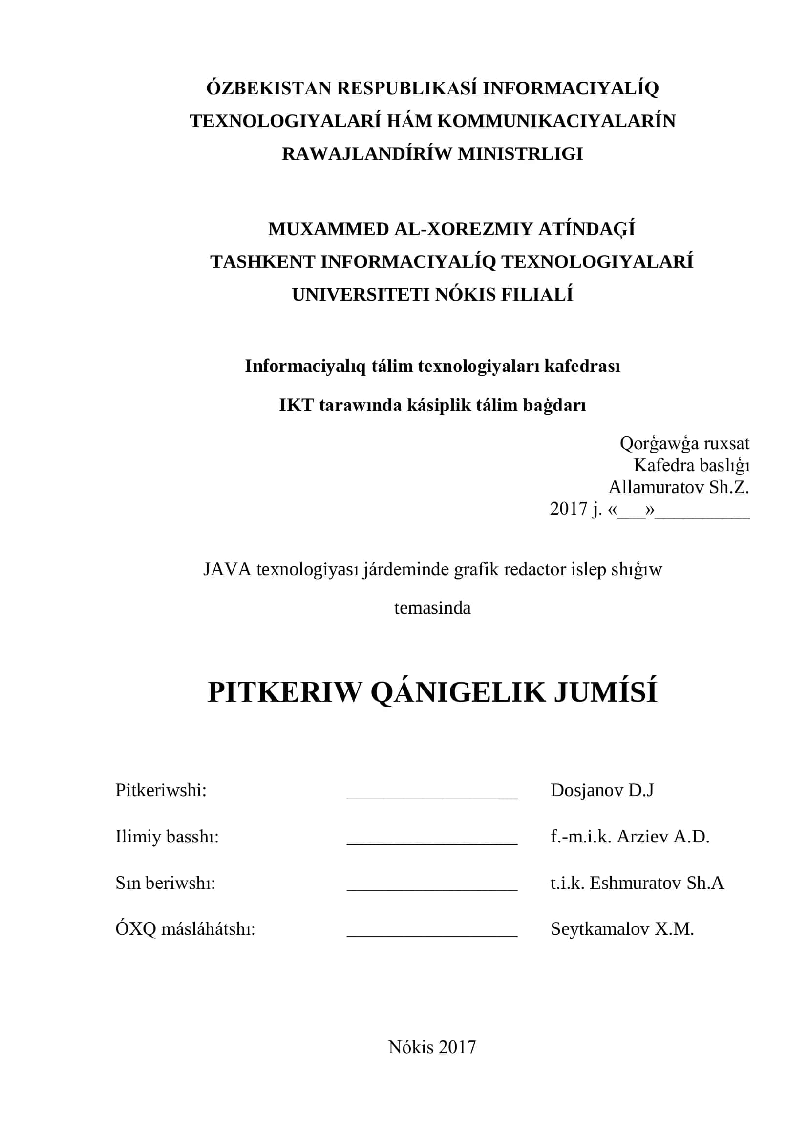 JAVA TILINDE GRAFIKALÍQ REJIMDI QÁLIPLESTIRIW