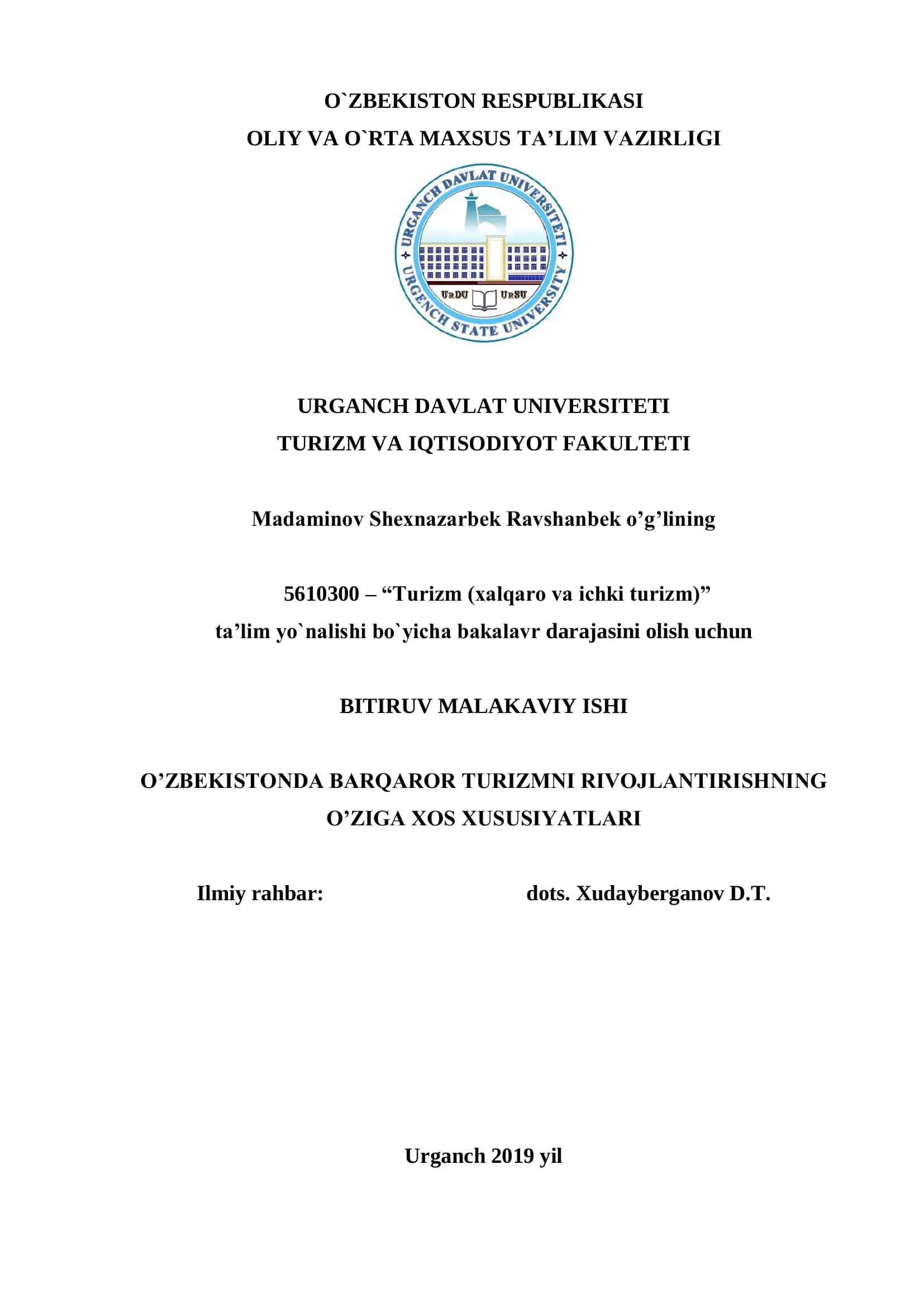 Turizm (xalqaro va ichki turizm)