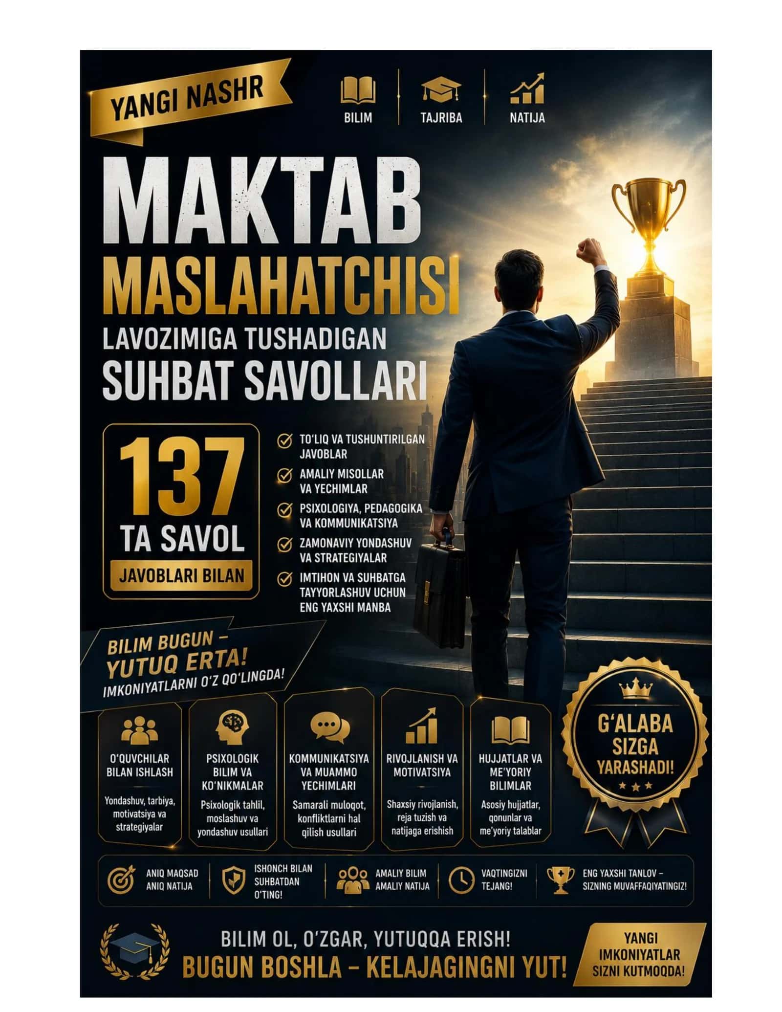Maktab maslahatchisi 137 ta suhbat savollari javoblari bilan