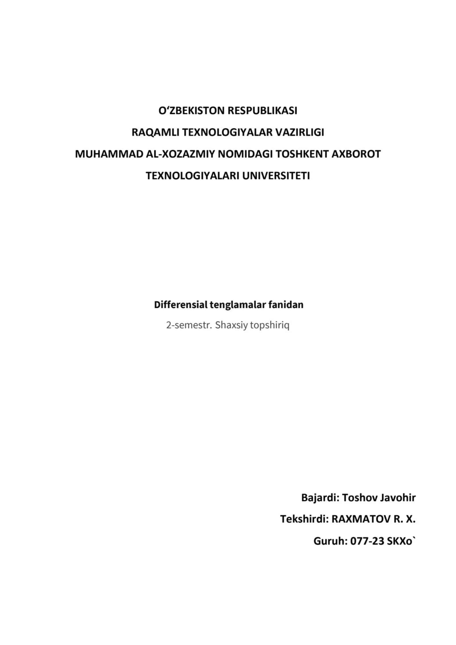 deadline differensiyal tenglama