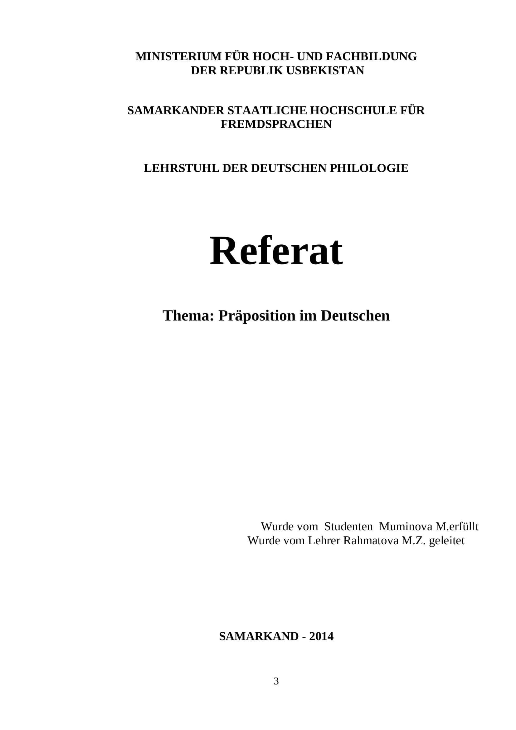 Präposition im Deutschen