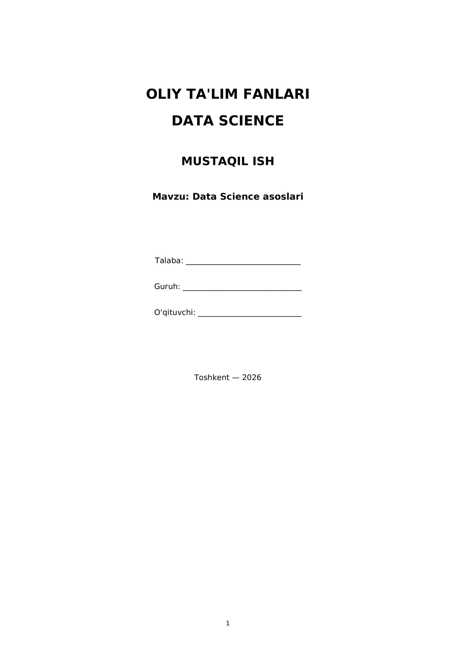 Data Science asoslari