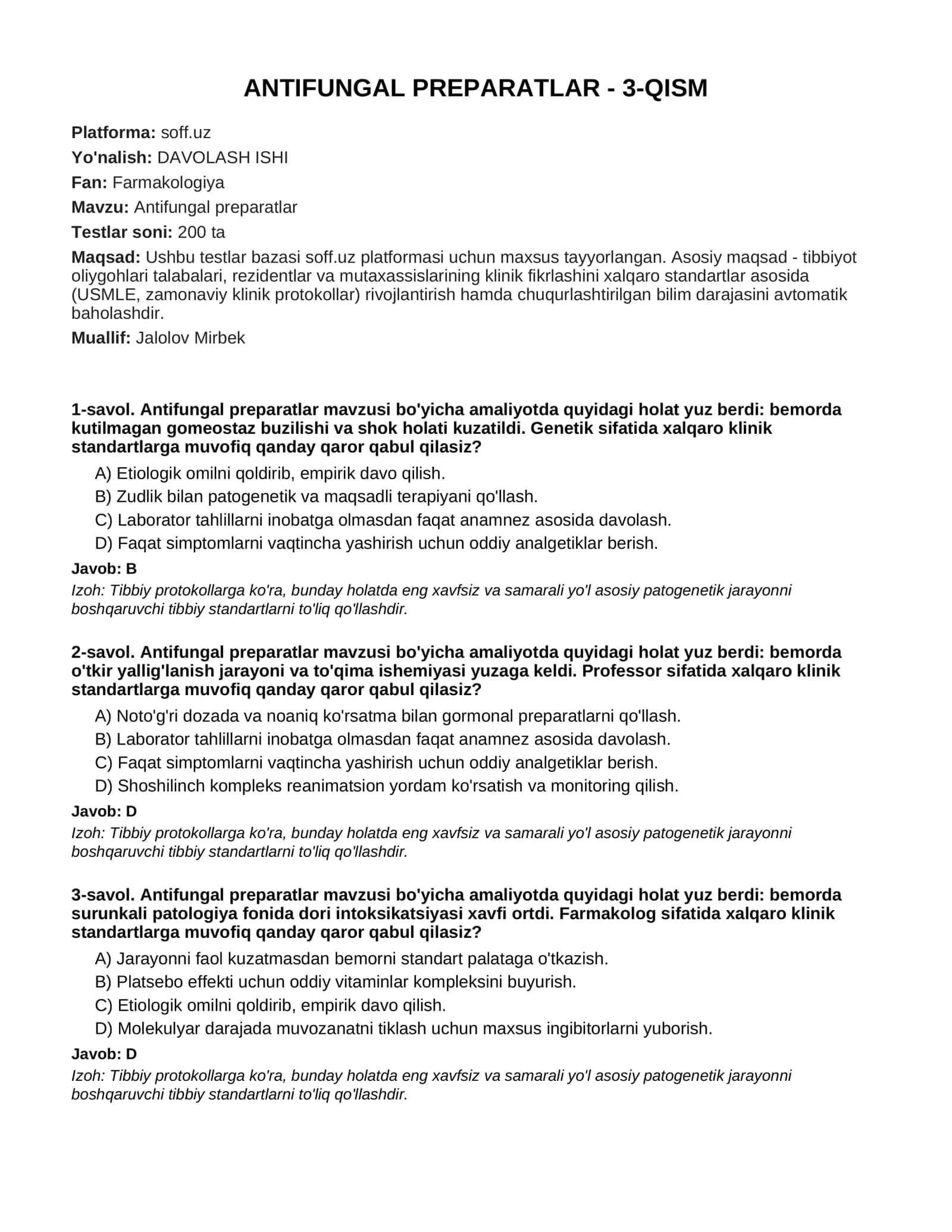 Antifungal preparatlar - 3-QISM