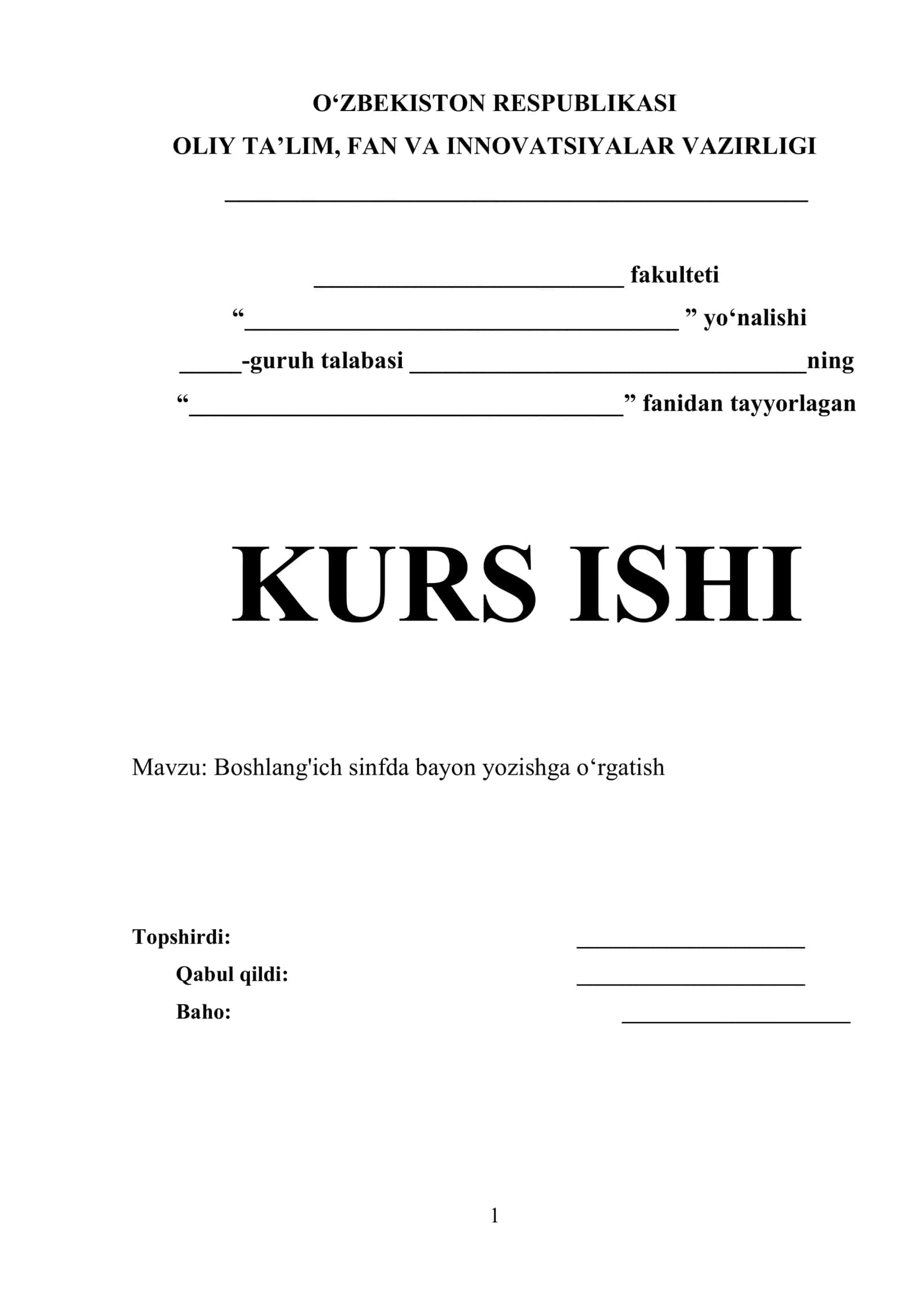 Boshlang‘ich sinfda bayon yozishga o‘rgatish