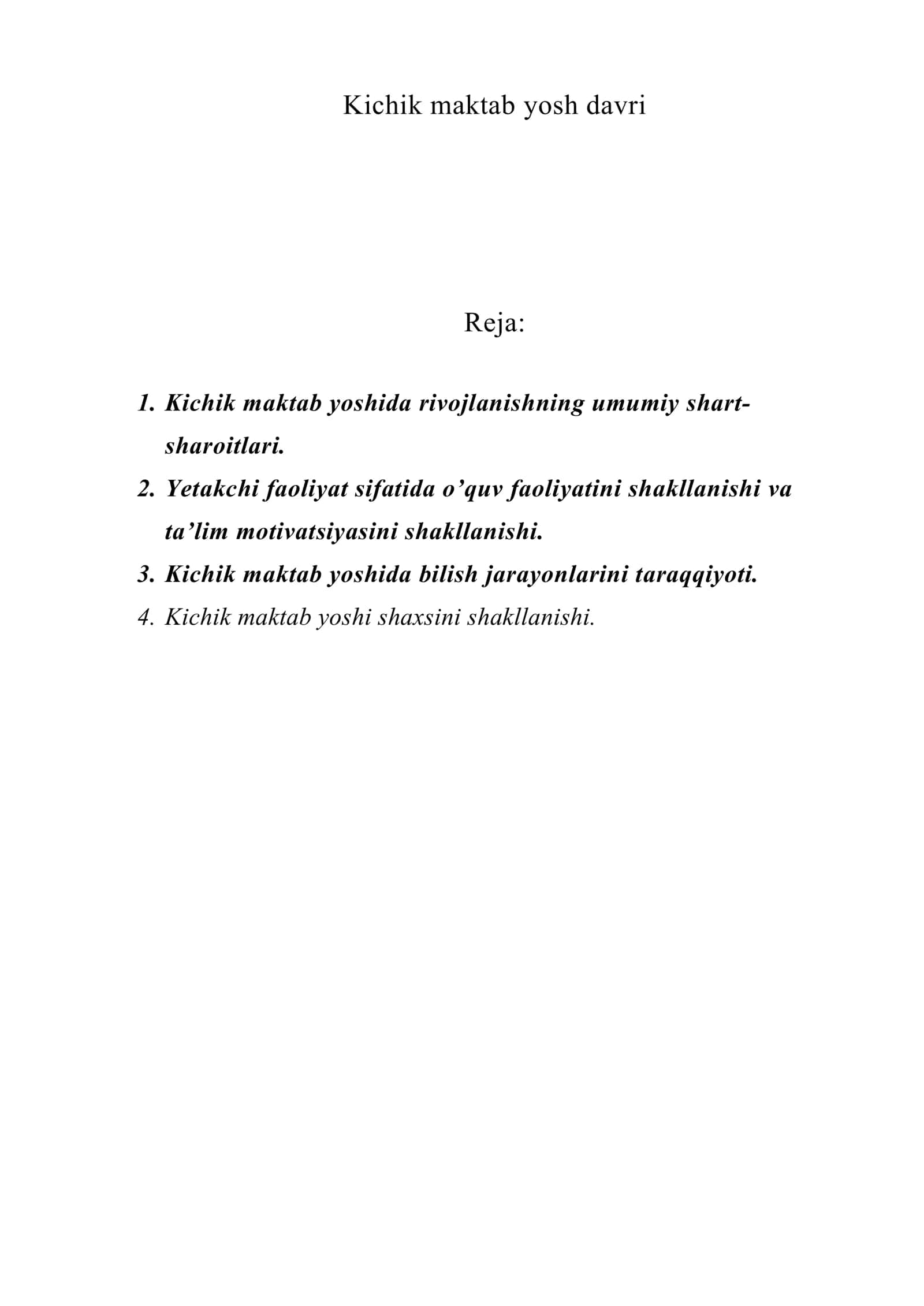 Kichik maktab yosh davri