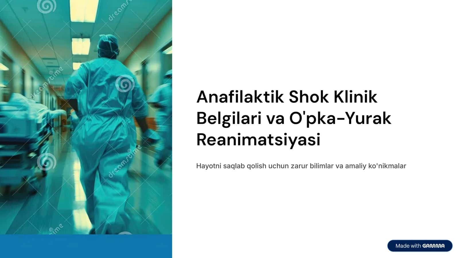 Bemоrdа аnаfilаktik shоk klinik belgilаri. O’pkа yurаk reаnimаtsiyasi.