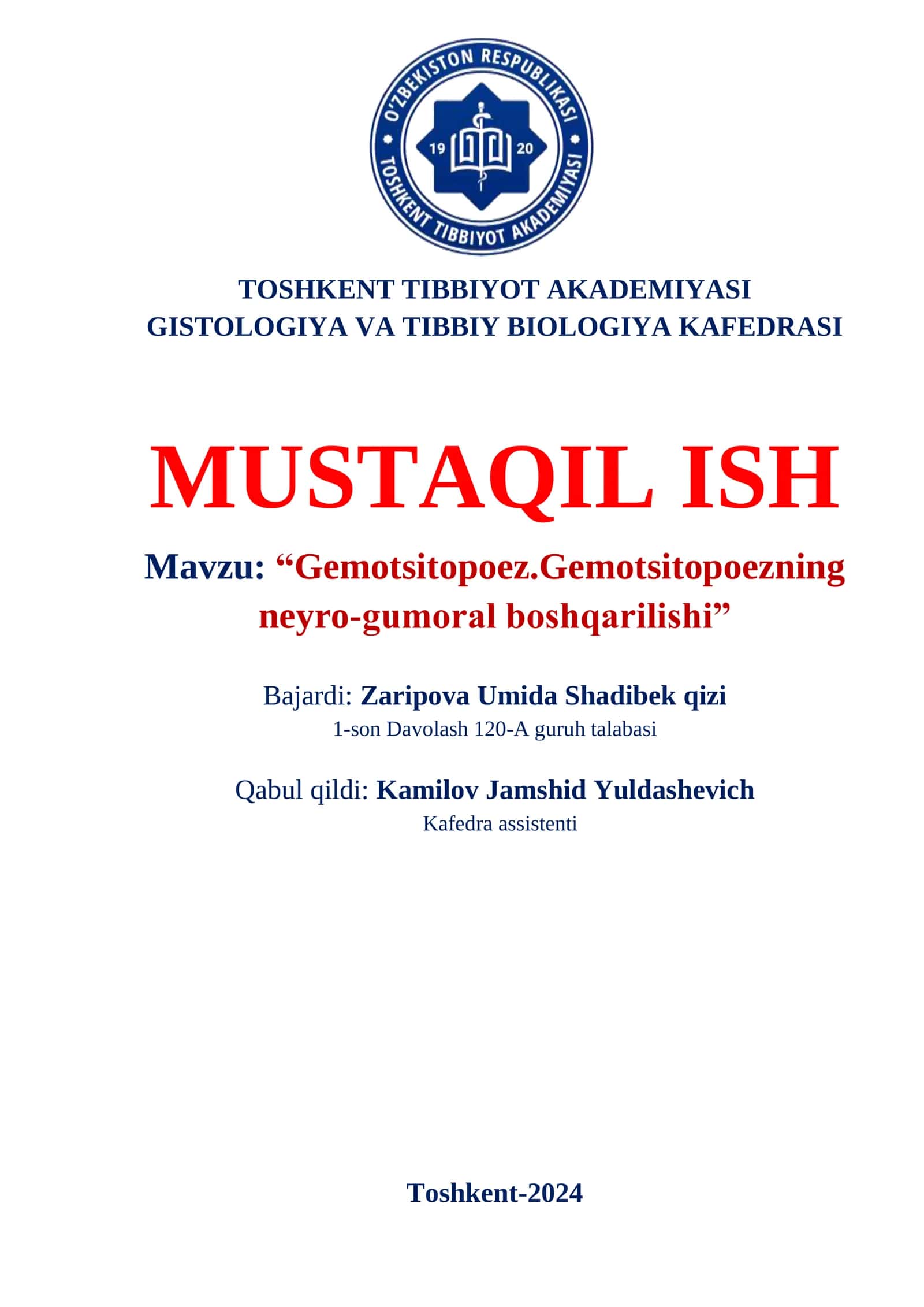 Gemotsitopoez va boshqarilishi