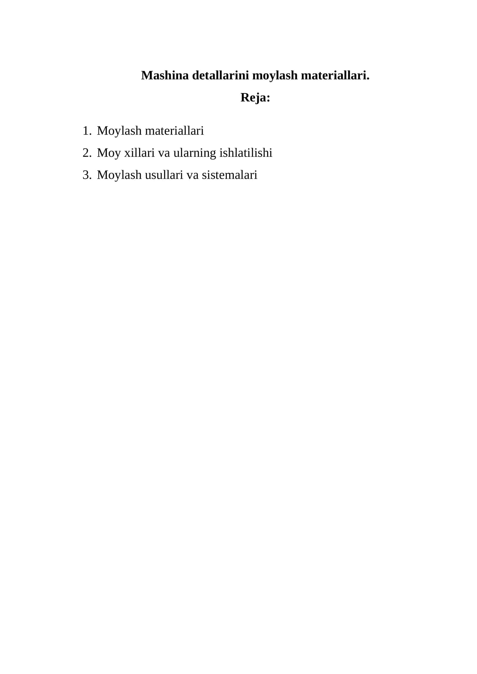 Mashina detallarini moylash materiallari