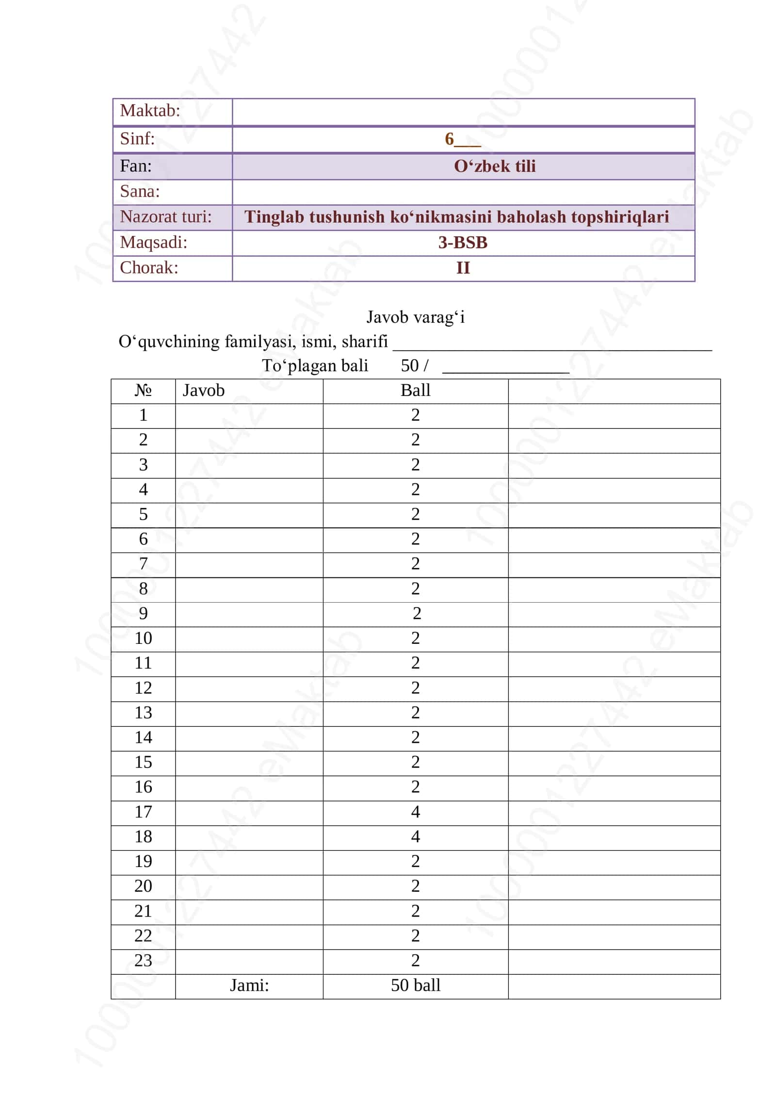 Tinglab tushunish testi