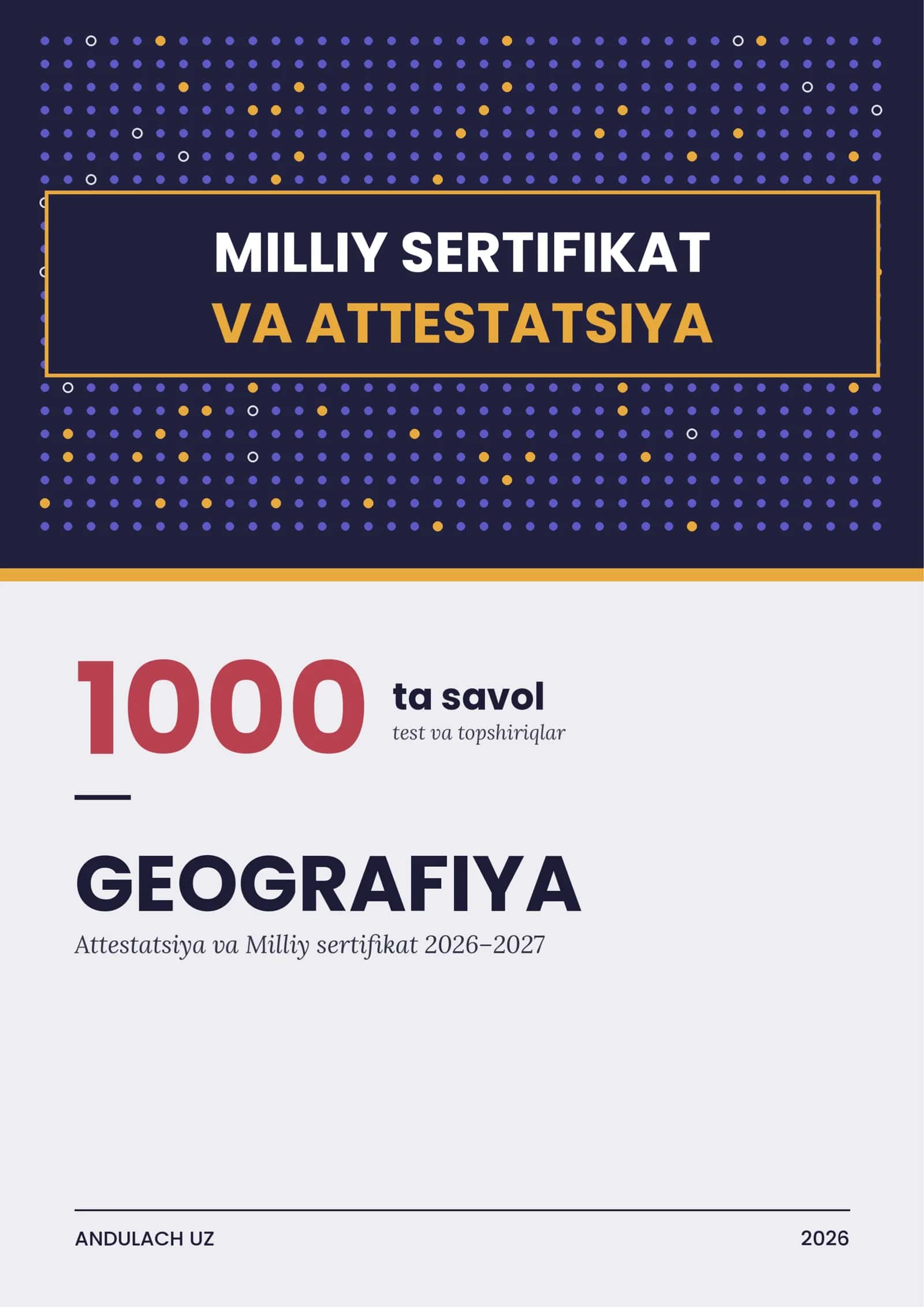 Geografiya fanidan milliy sertifikat va milliy attestatsiya savollari va test