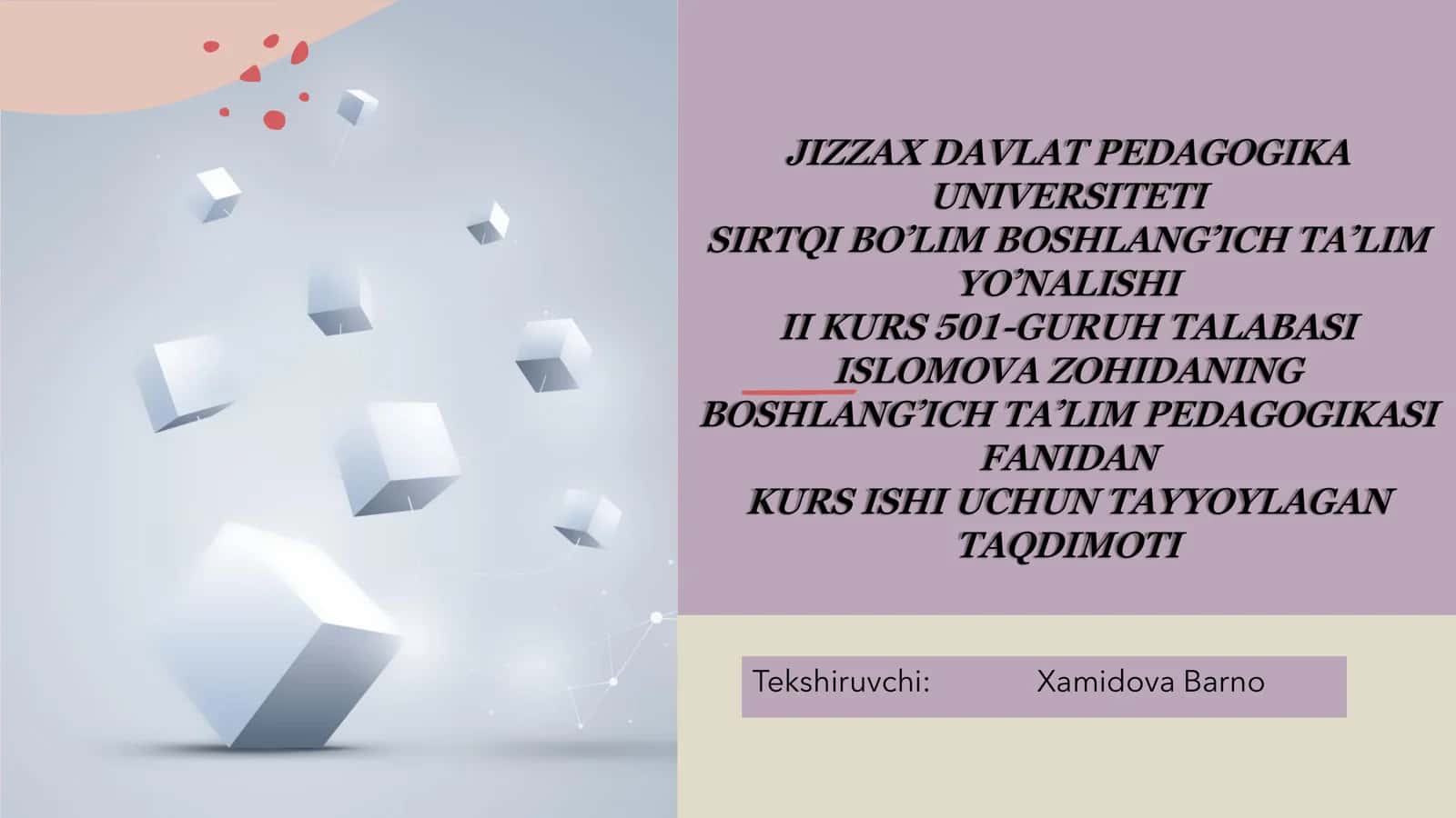 Boshlang'ich Ta'limga Yo'naltirilgan Tarbiyaviy Ishlarni Rejalashtirish Metodikasi