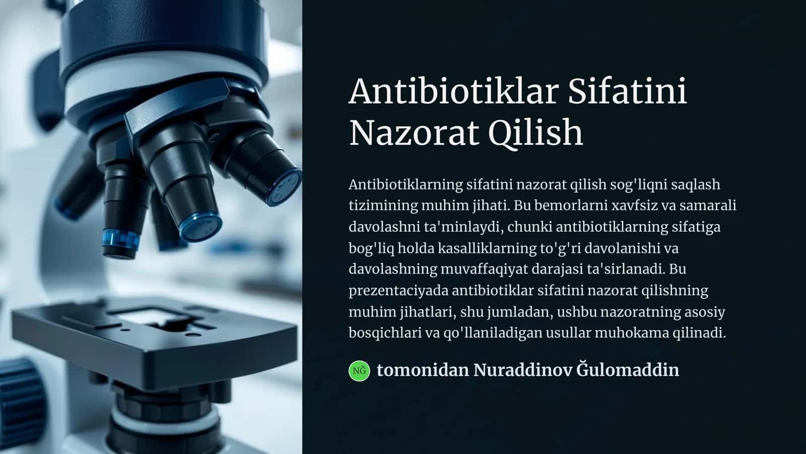 Antibiotiklar Sifatini Nazorat Qilish