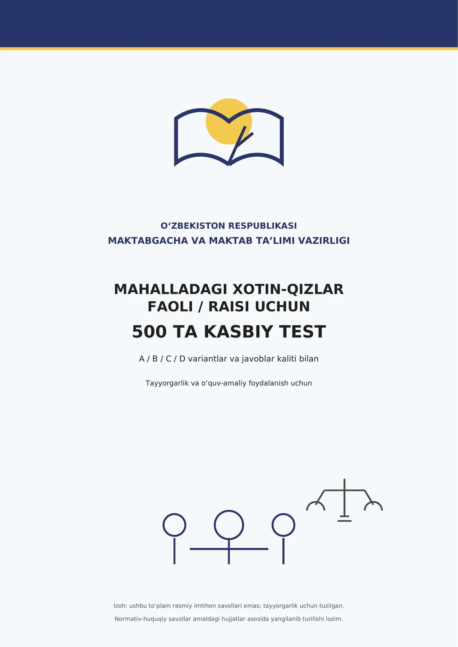 Mahalladagi Xotin-Qizlar Faoli / Raisi Uchun 500 ta Kasbiy Test