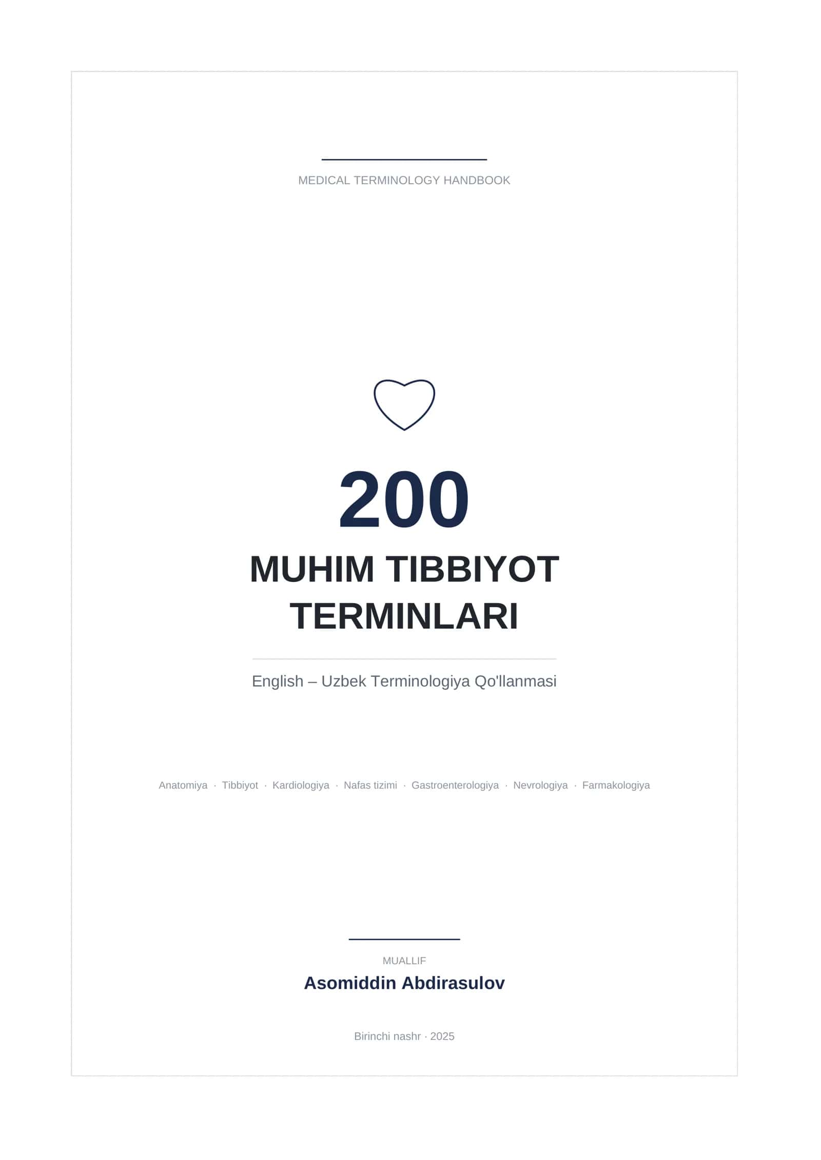 📘 200 Muhim Tibbiyot Terminlari (English–Uzbek)