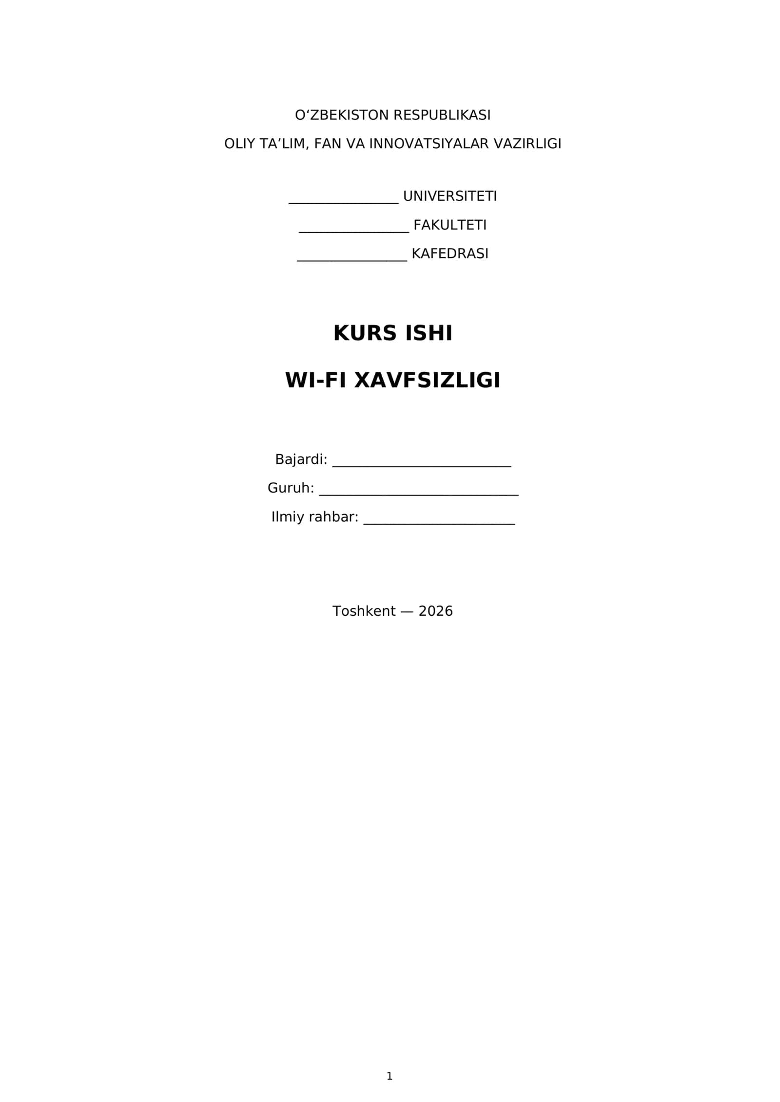 WI-FI XAVFSIZLIGI