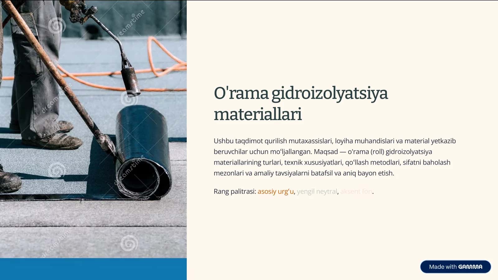 O'rama gidroizolyatsiya materiallari