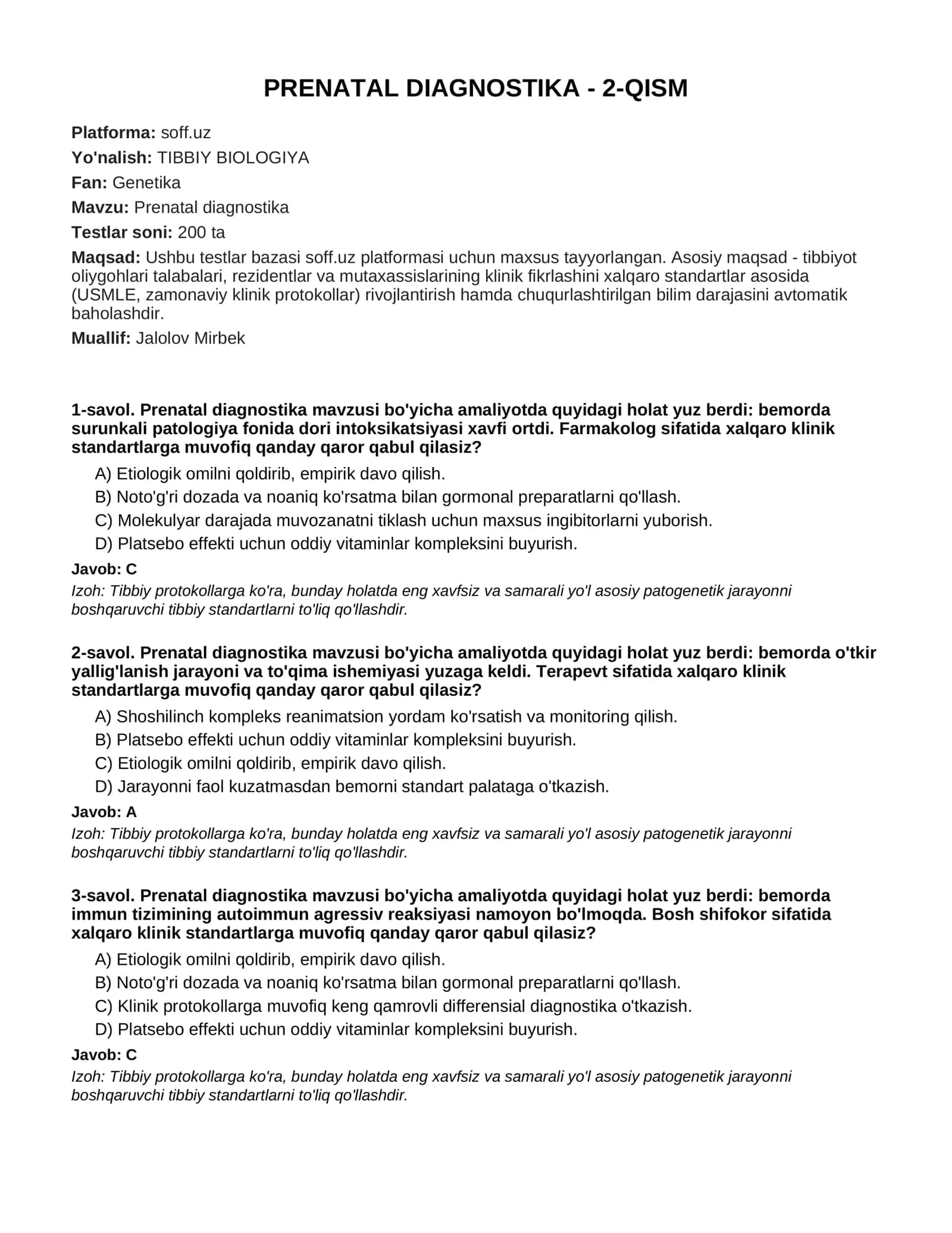 PRENATAL DIAGNOSTIKA - 2-QISM