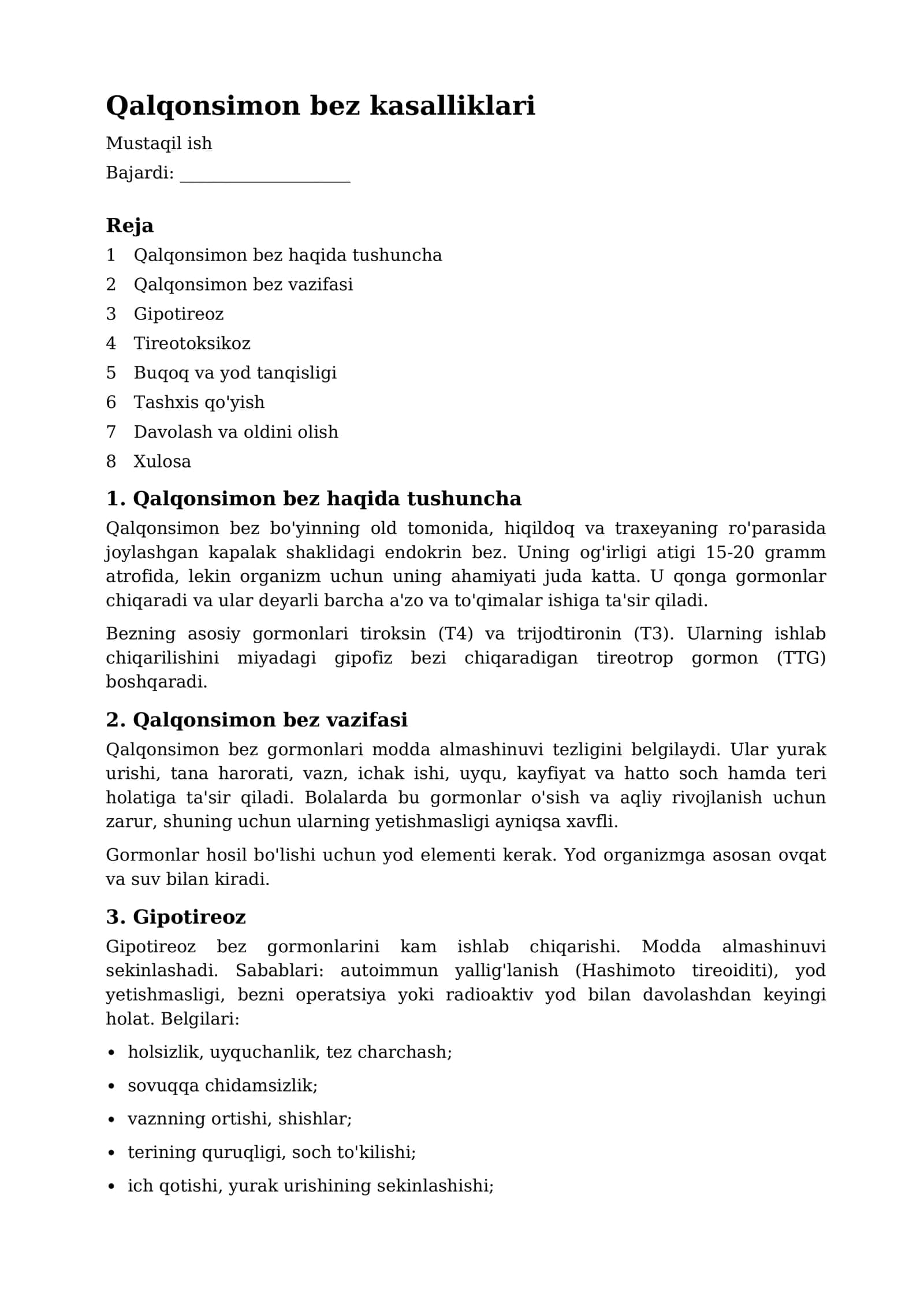 Qalqonsimon bez kasalliklari