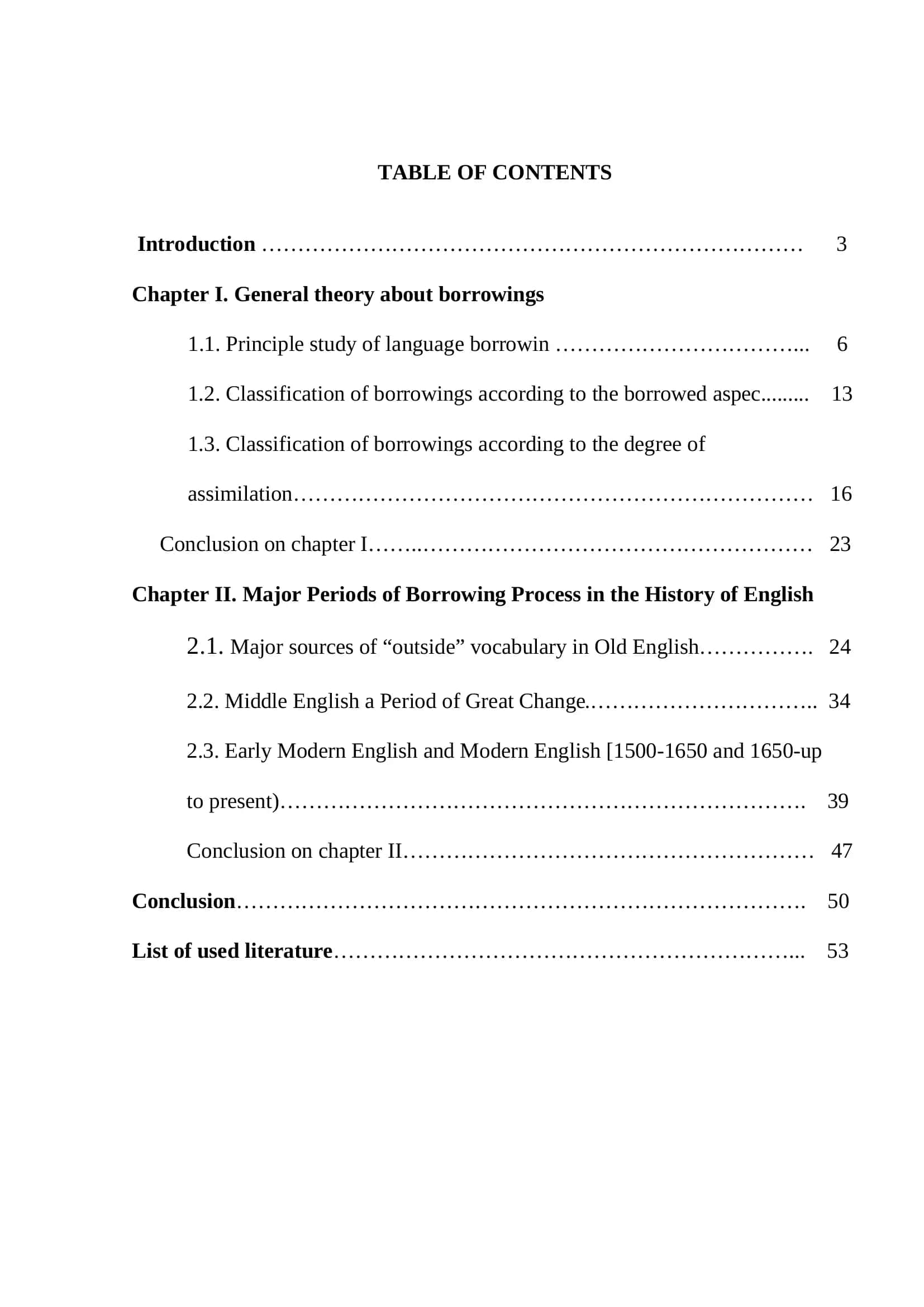 Table of Contents